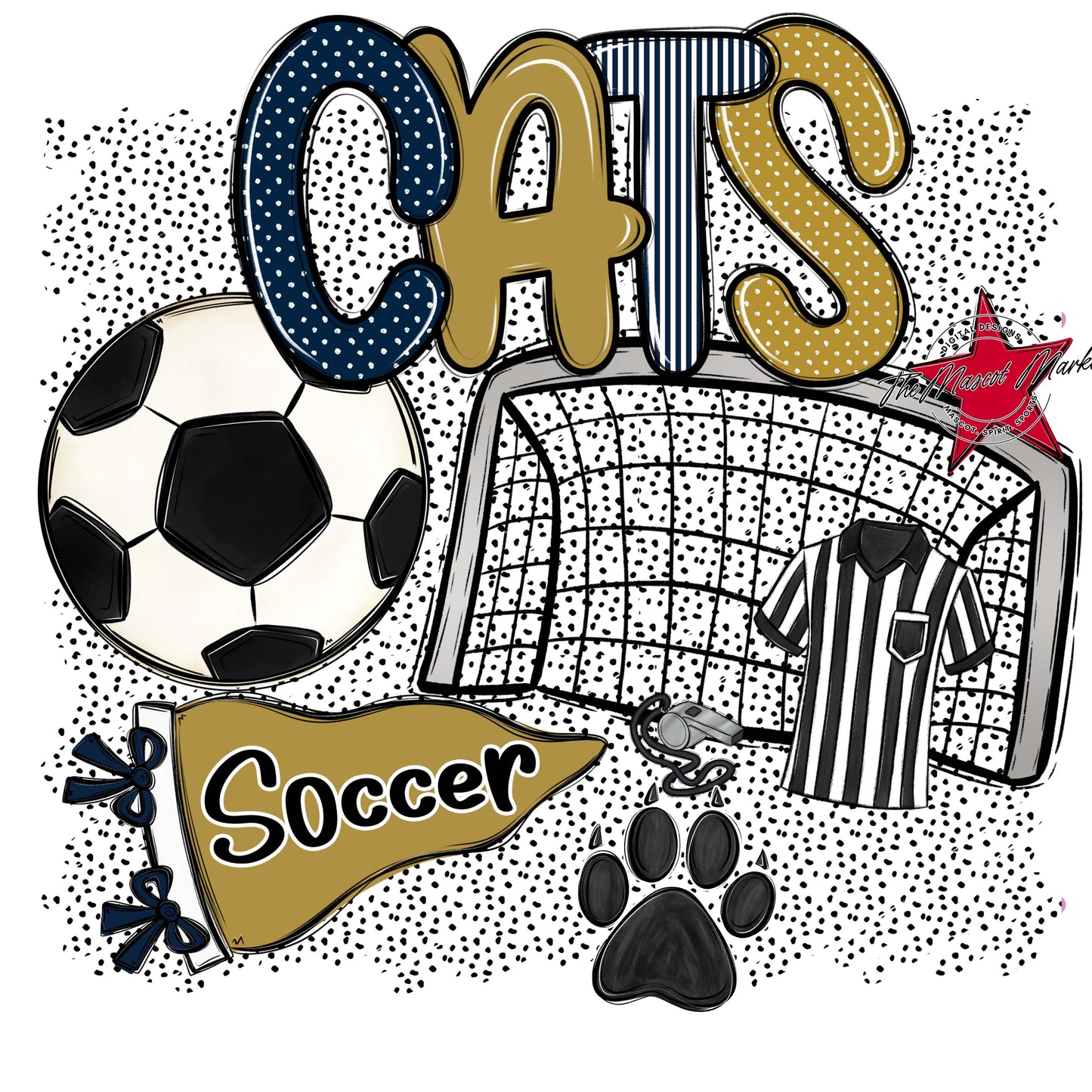 Cats Soccer Spirit-Navy & Gold