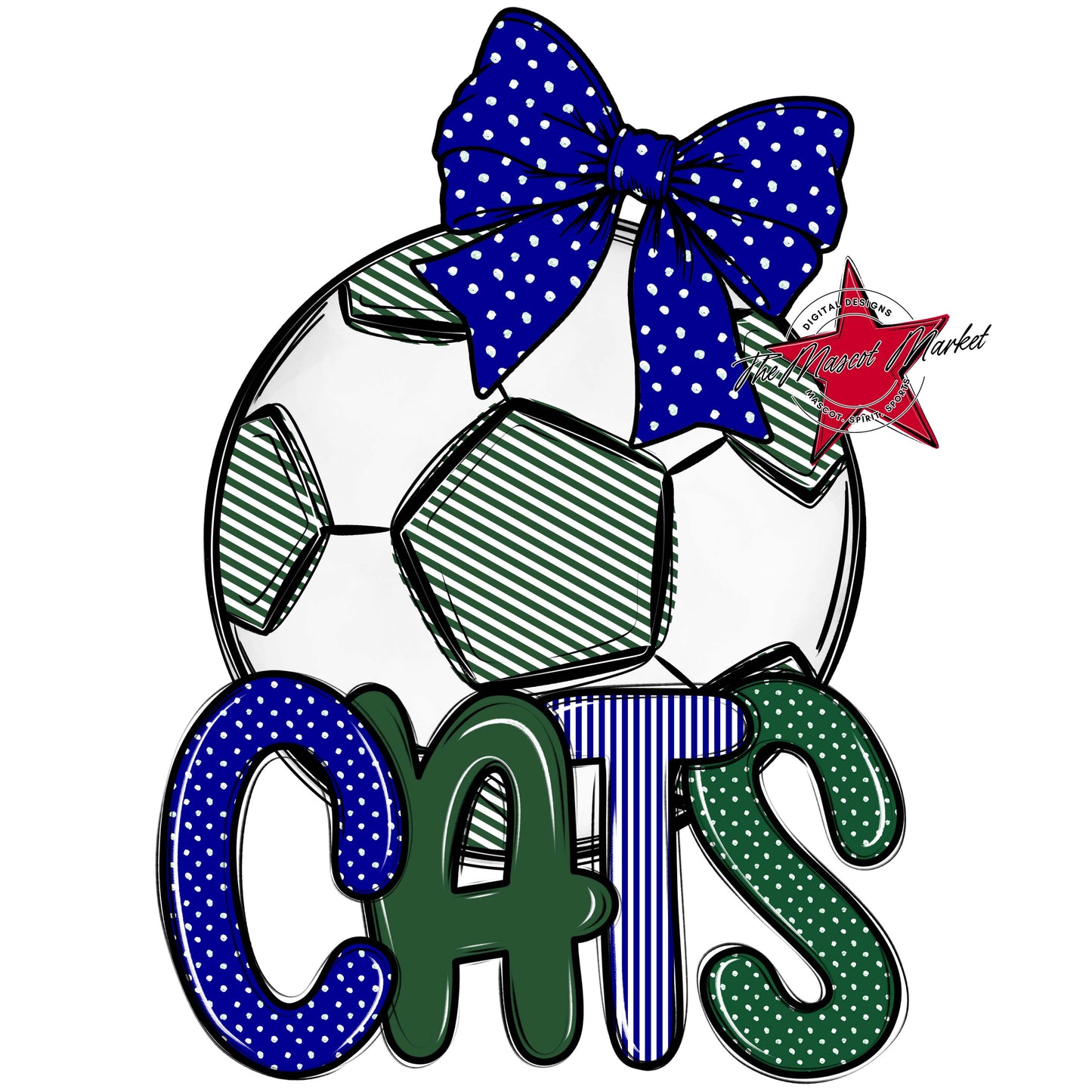 Cats Soccer Spirit Design-Blue & Green