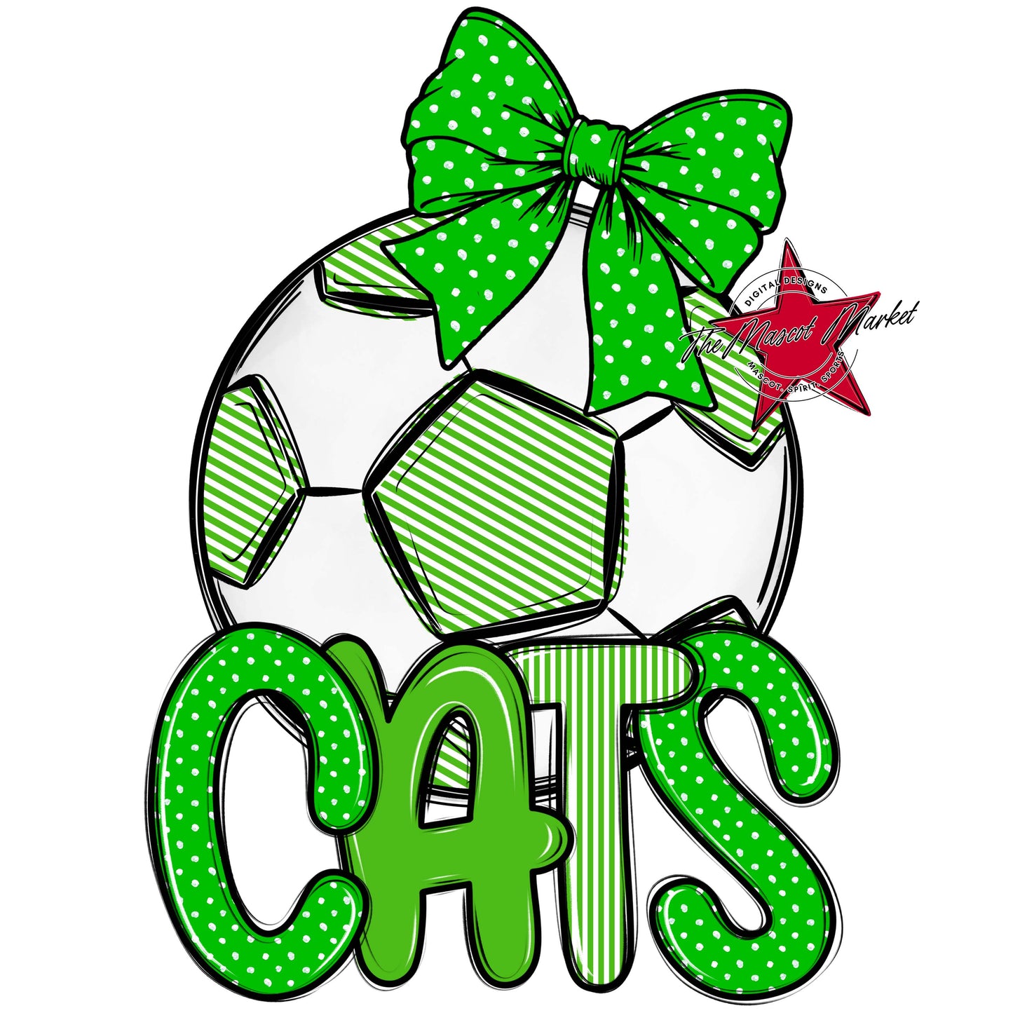 Cats Soccer Spirit Design-Bright Green