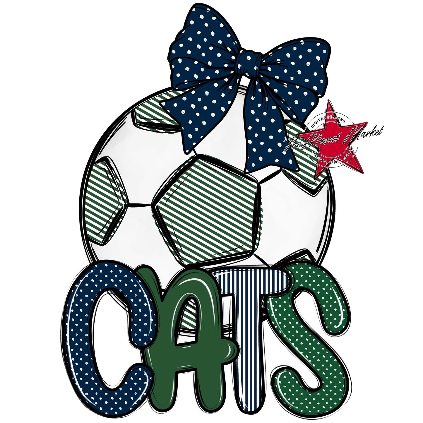 Cats Soccer Spirit Design-Navy & Green