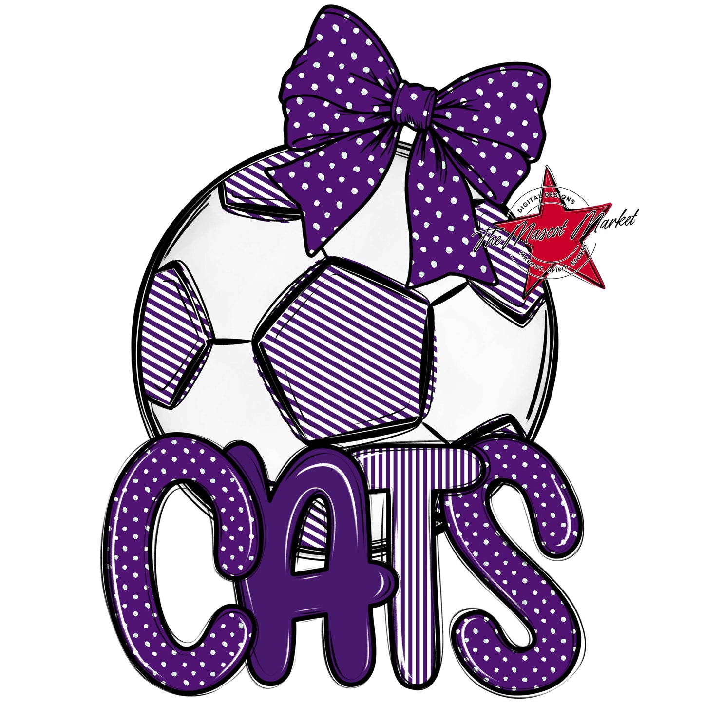 Cats Soccer Spirit Design-Purple