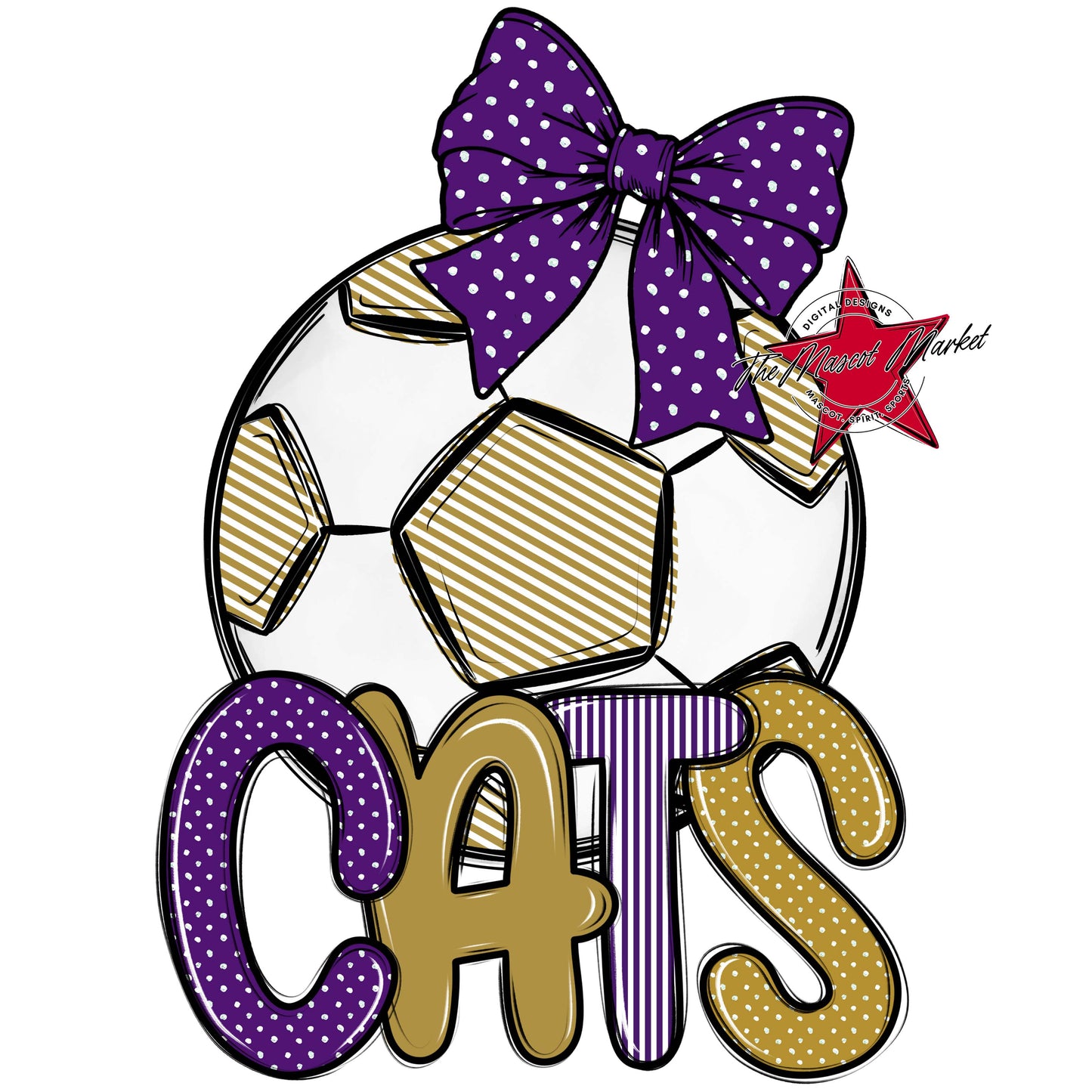Cats Soccer Spirit Design-Purple & Gold