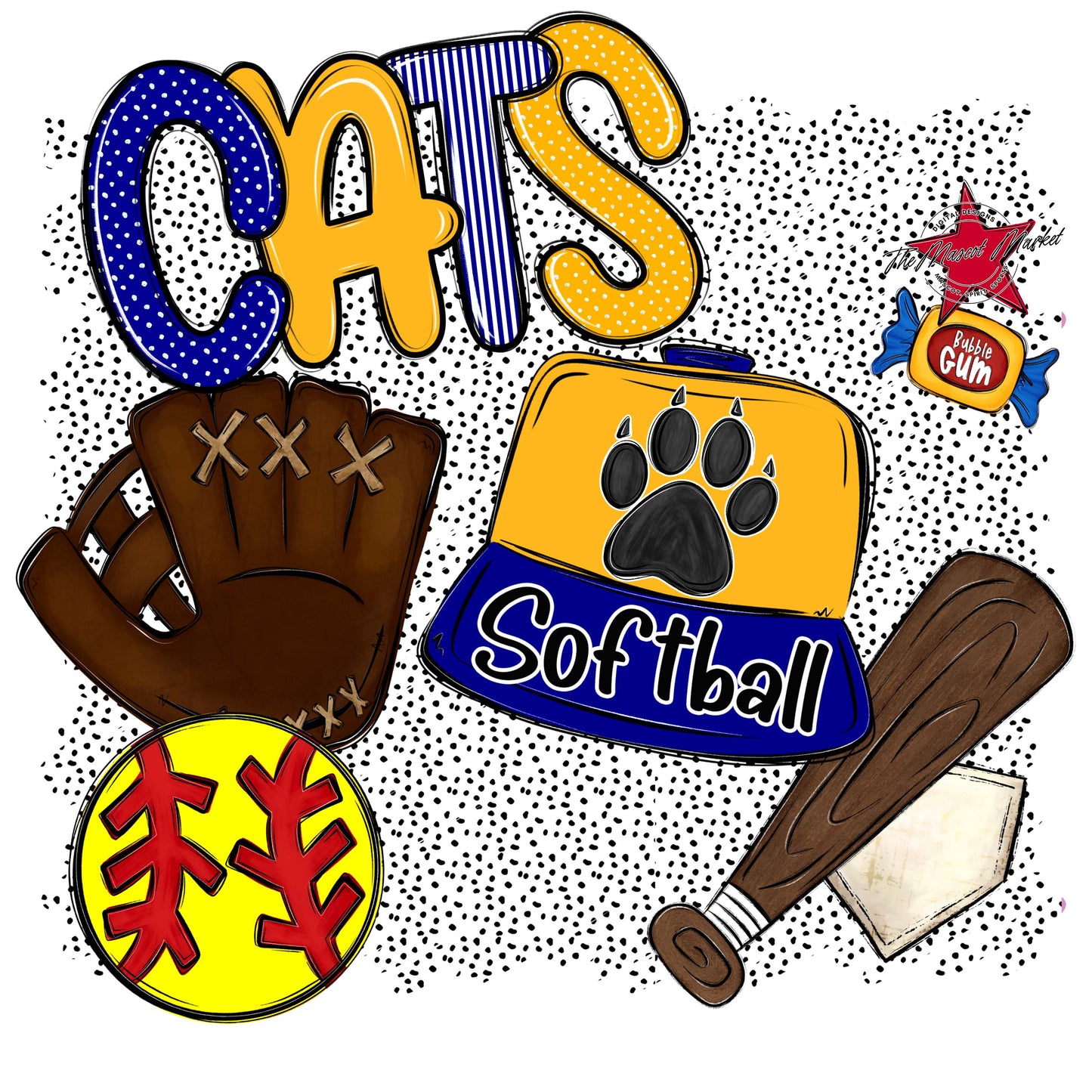 Cats Softball Spirit-Blue & Yellow