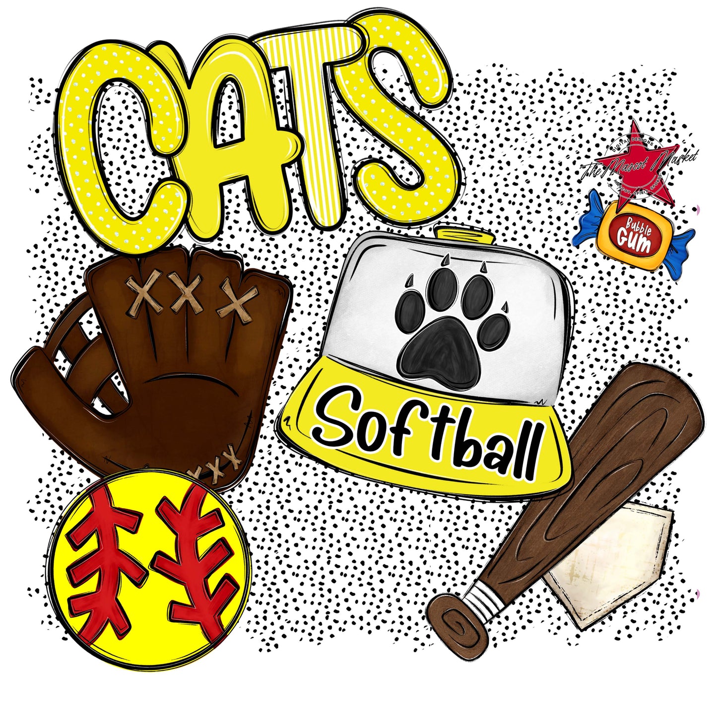 Cats Softball Spirit-Bright Yellow