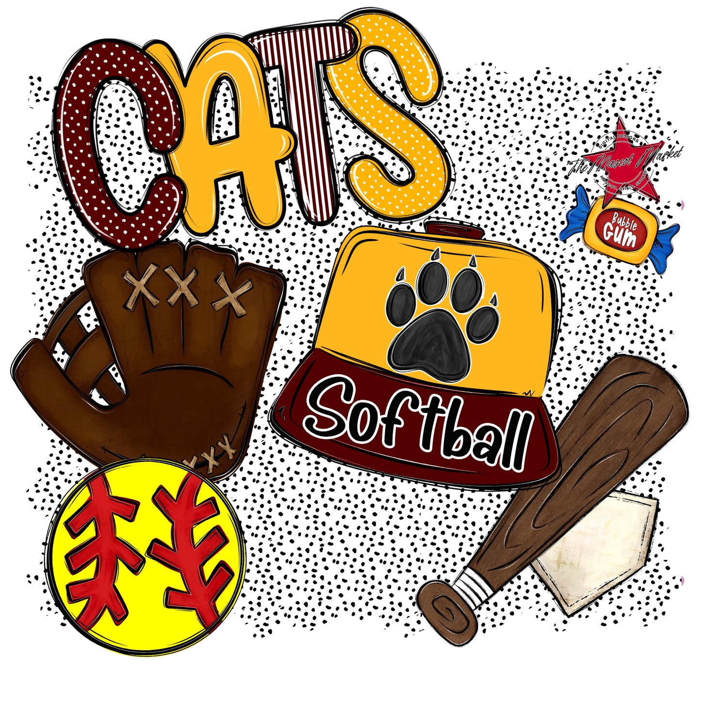 Cats Softball Spirit-Maroon & Yellow