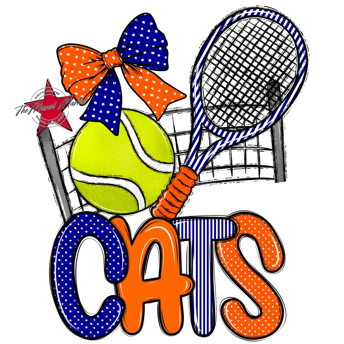 Cats Tennis Spirit Design-Blue & Orange