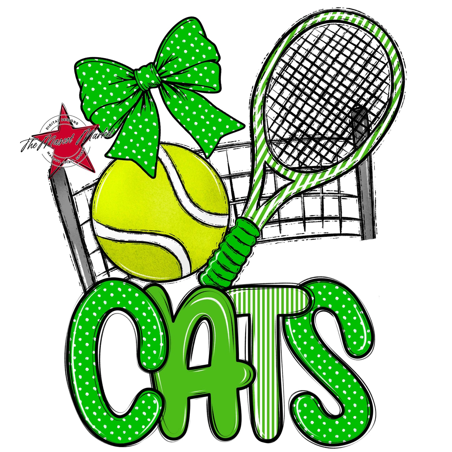 Cats Tennis Spirit Design-Bright Green