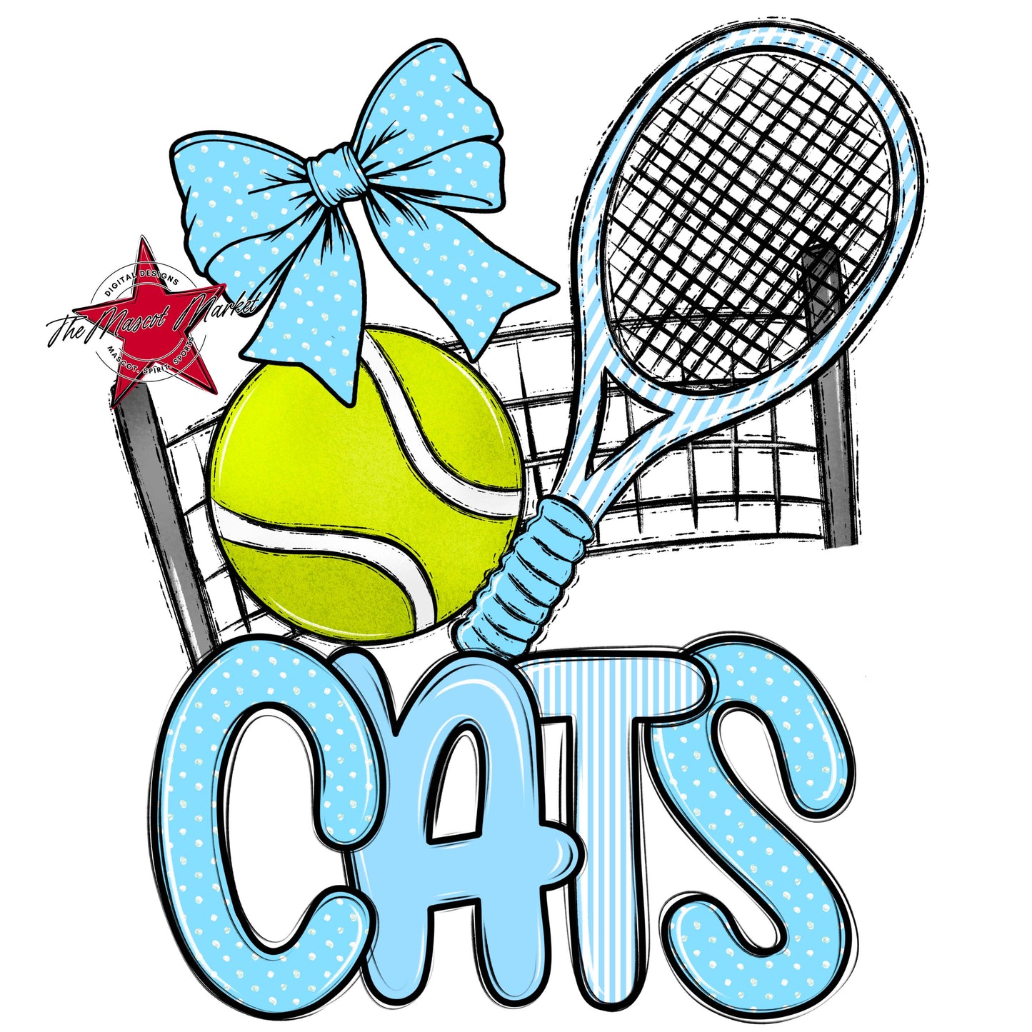 Cats Tennis Spirit Design-Columbia Blue