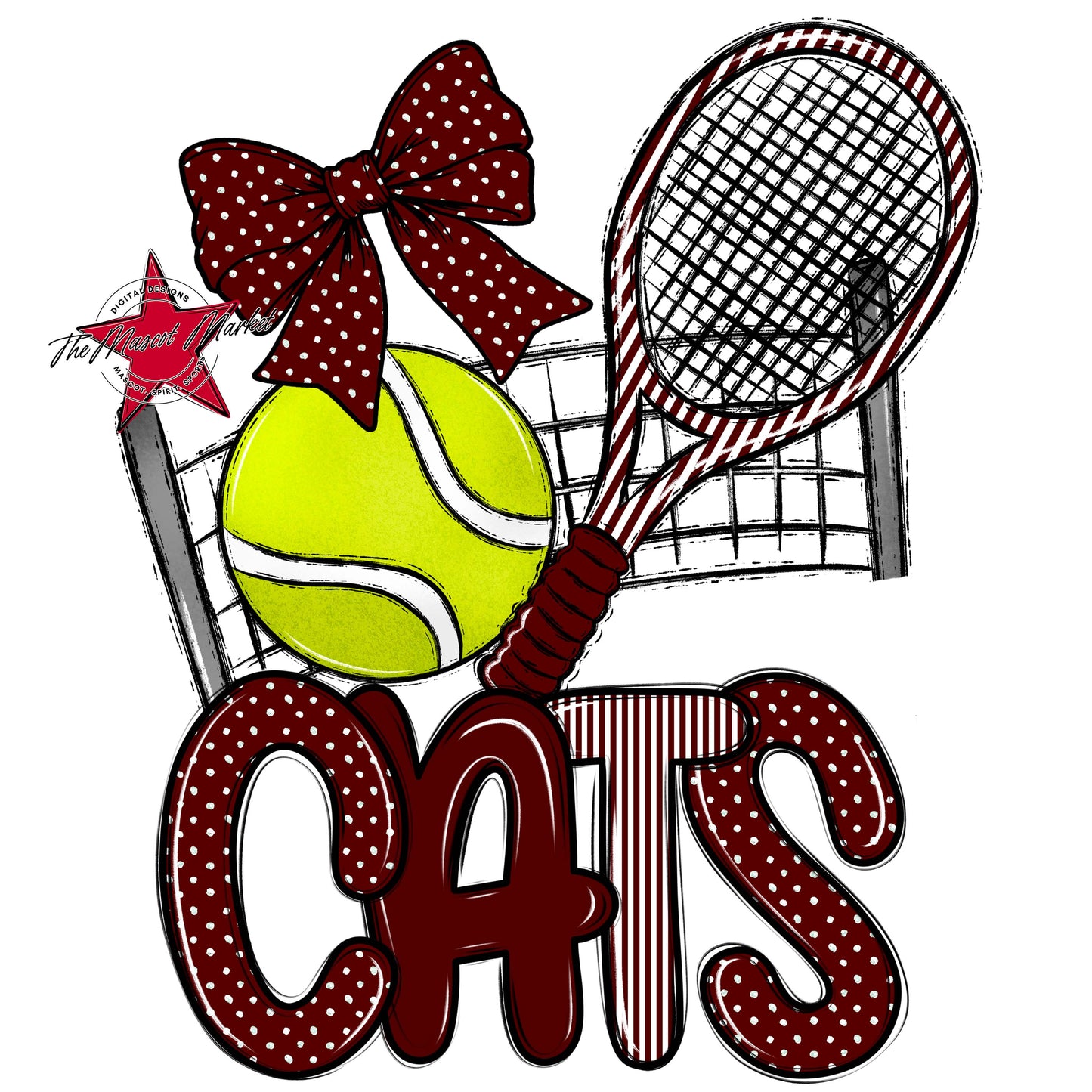 Cats Tennis Spirit Design-Maroon