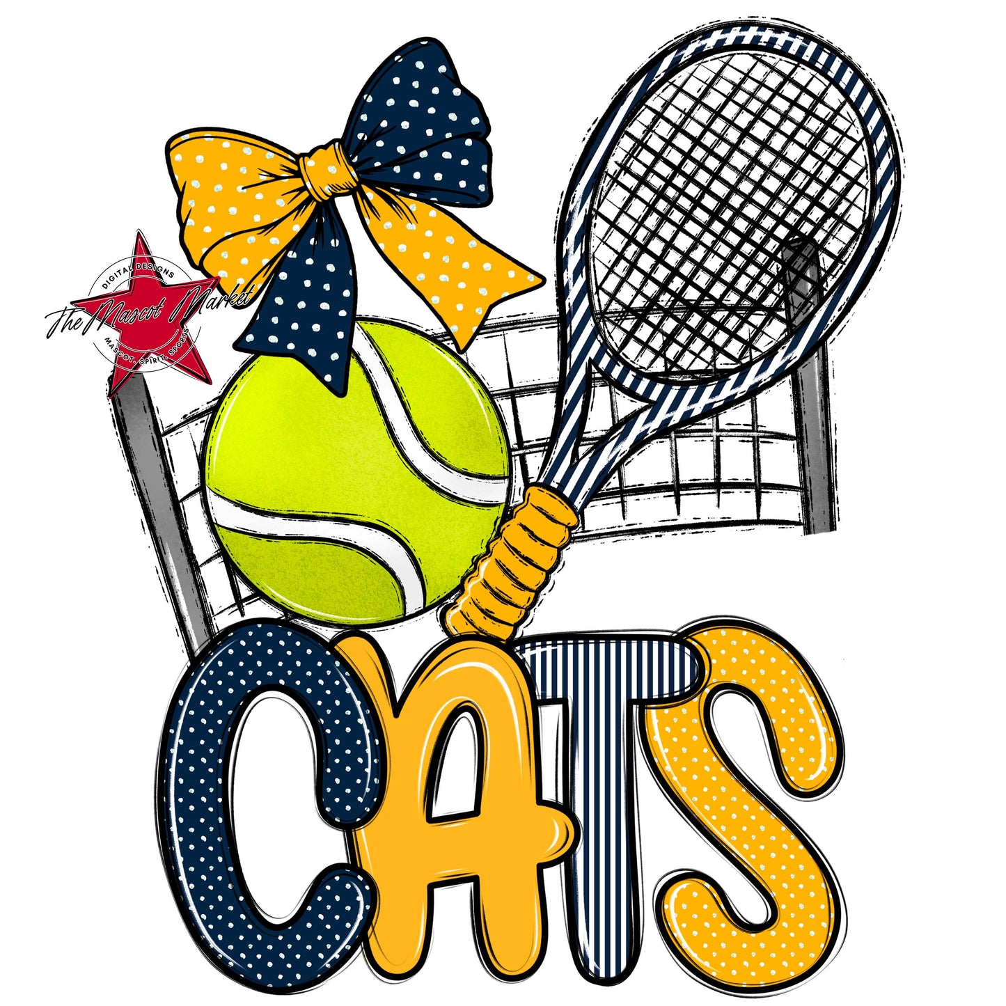 Cats Tennis Spirit Design-Navy & Yellow