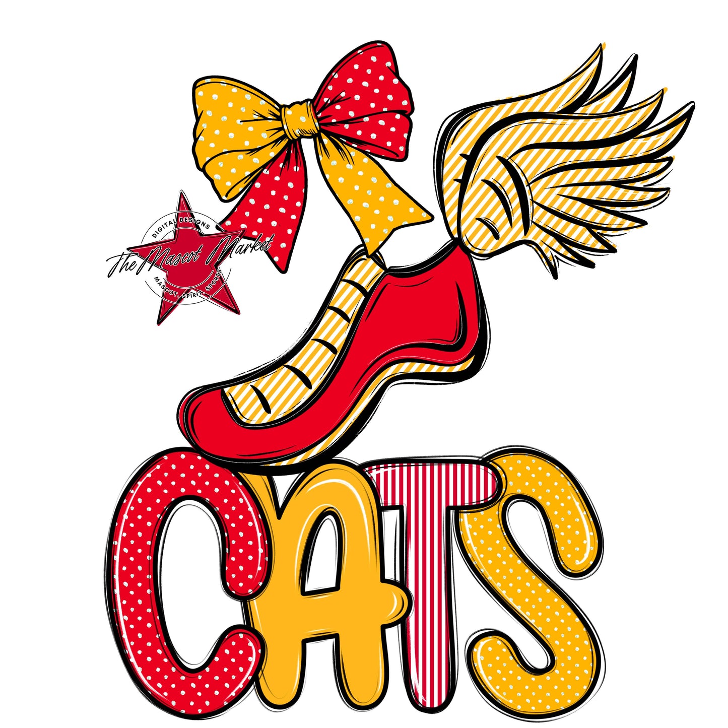 Cats Track Spirit Design-Red & Yellow