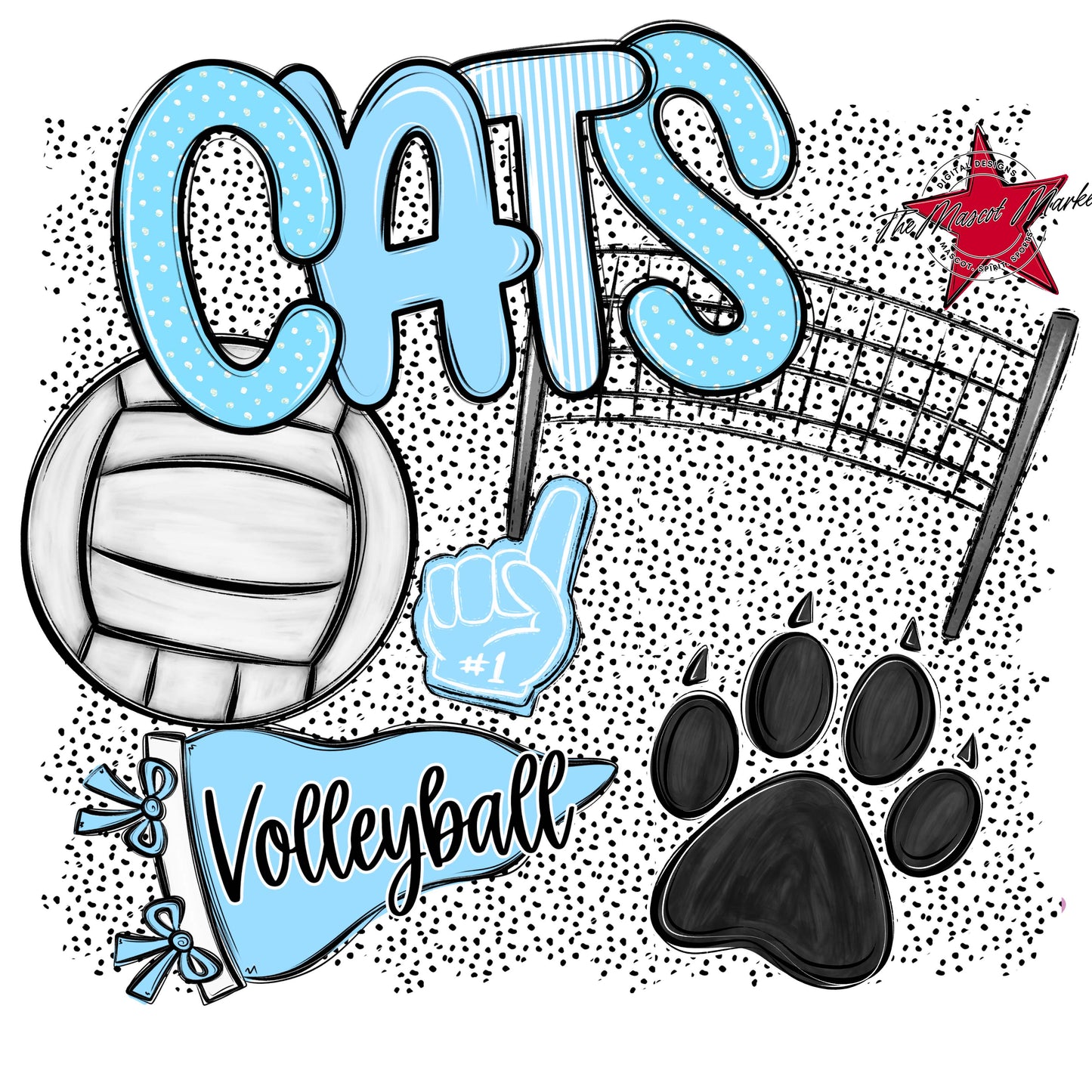 Cats Volleyball Spirit-Columbia Blue