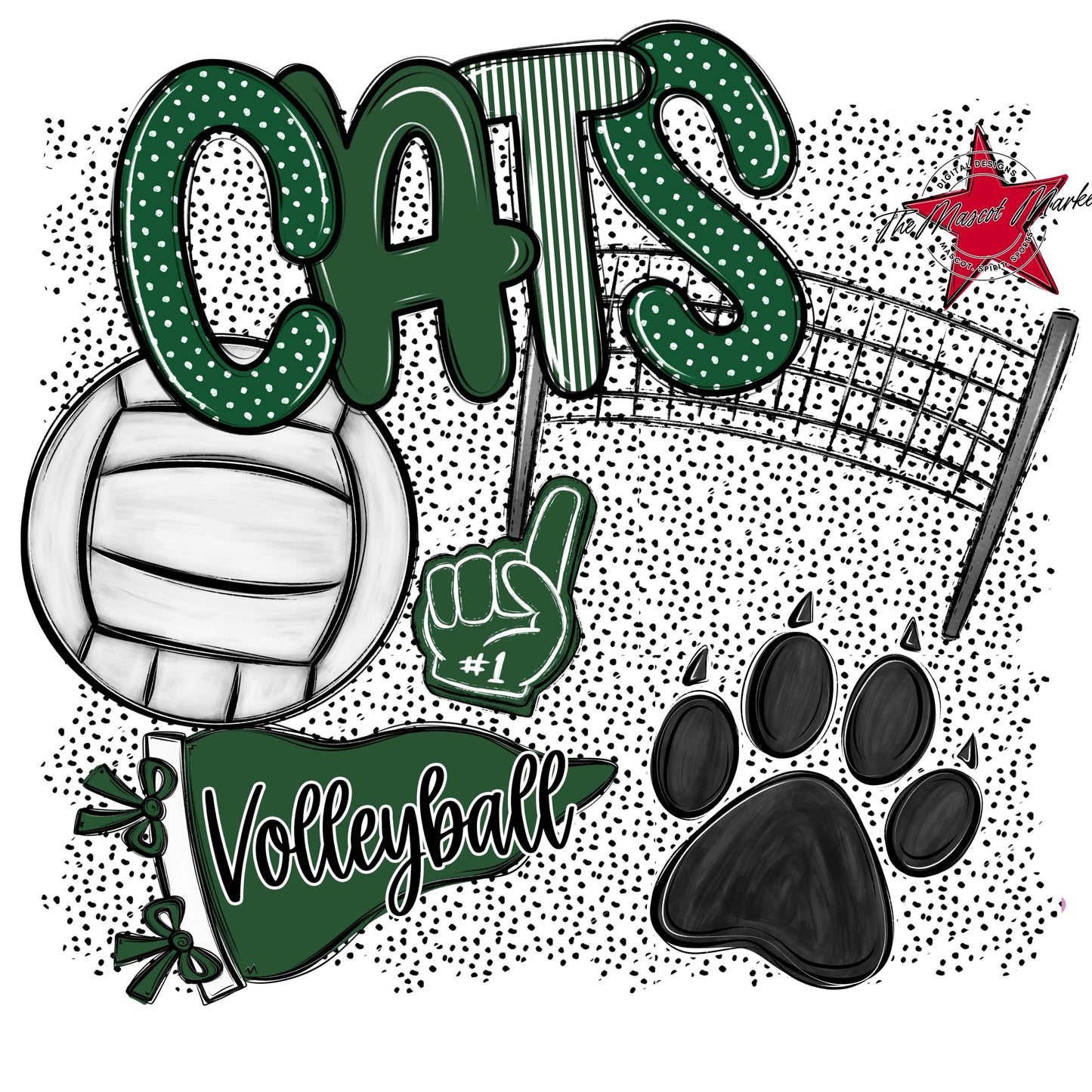 Cats Volleyball Spirit-Green