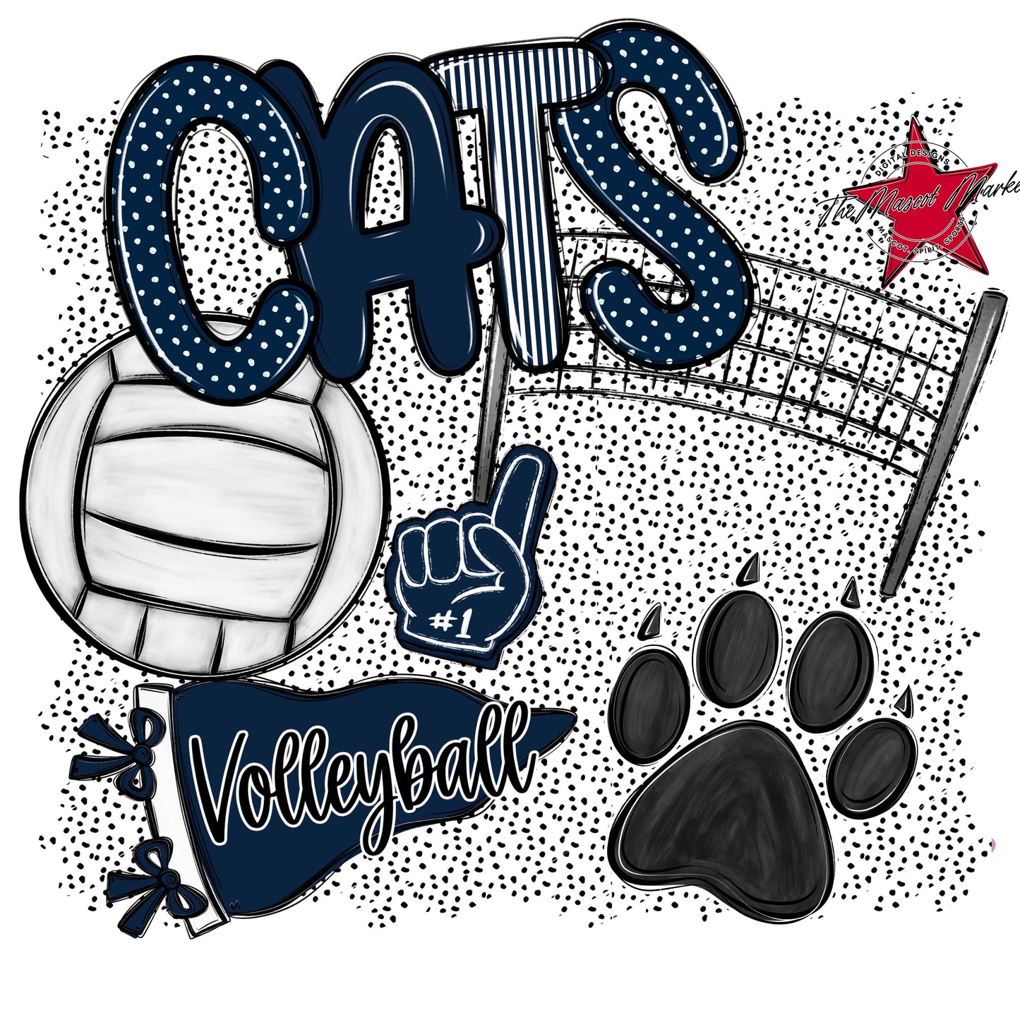 Cats Volleyball Spirit-Navy