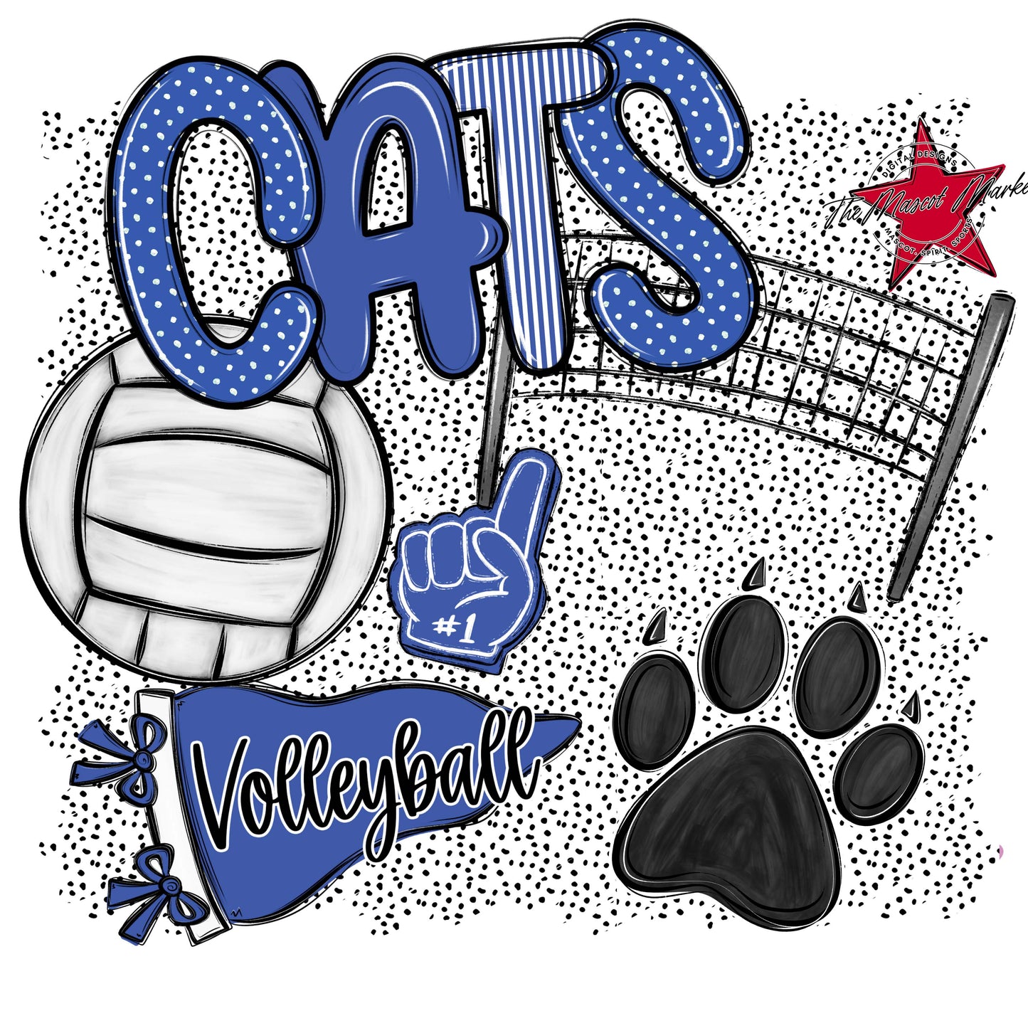 Cats Volleyball Spirit-Off Blue