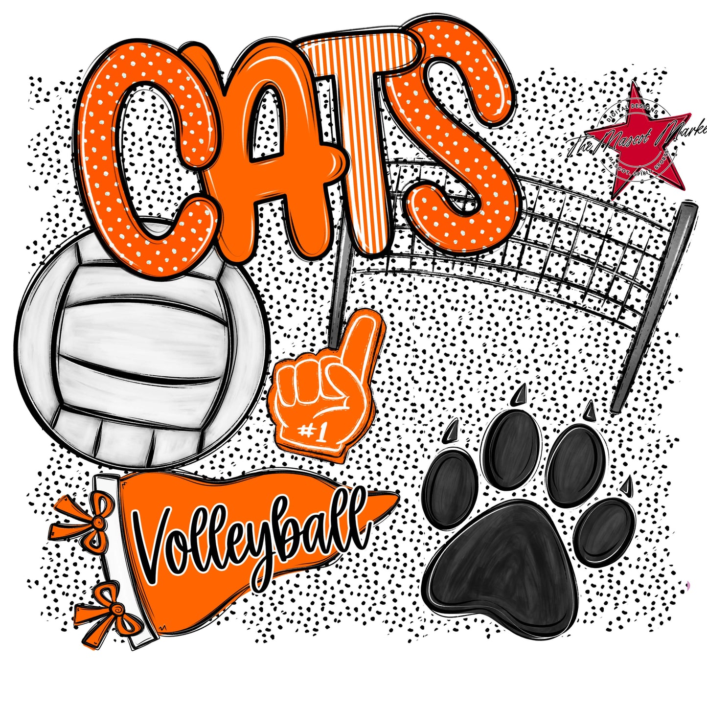 Cats Volleyball Spirit-Orange