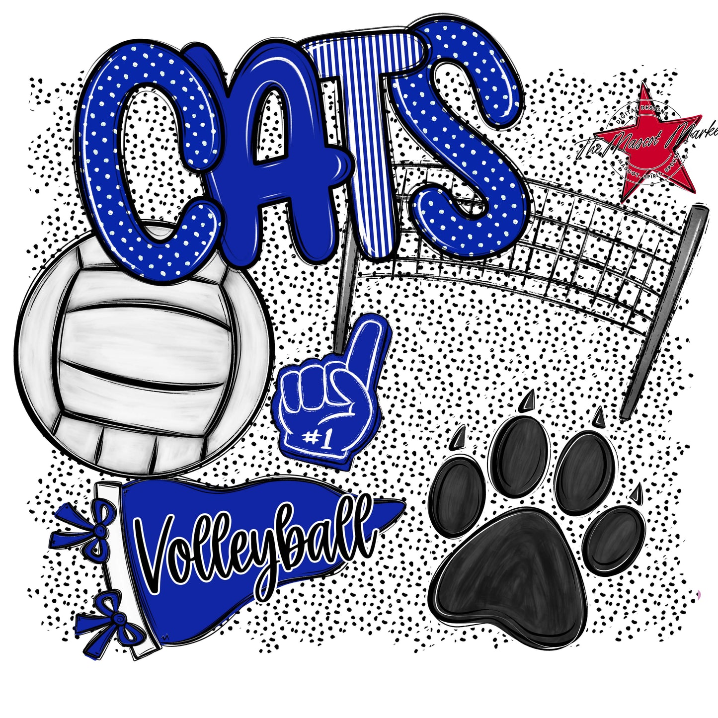 Cats Volleyball Spirit-Royal Blue