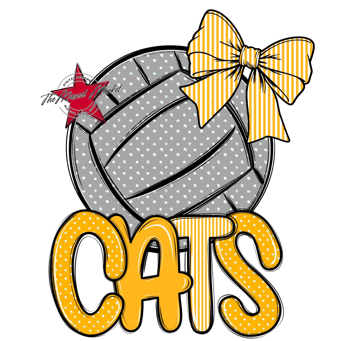 Cats Volleyball Spirit Design-Yellow