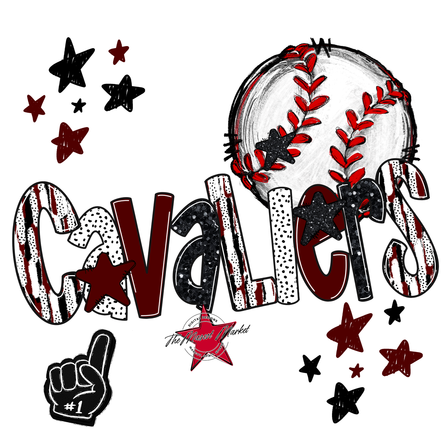 Cavaliers Baseball Scrape-Maroon