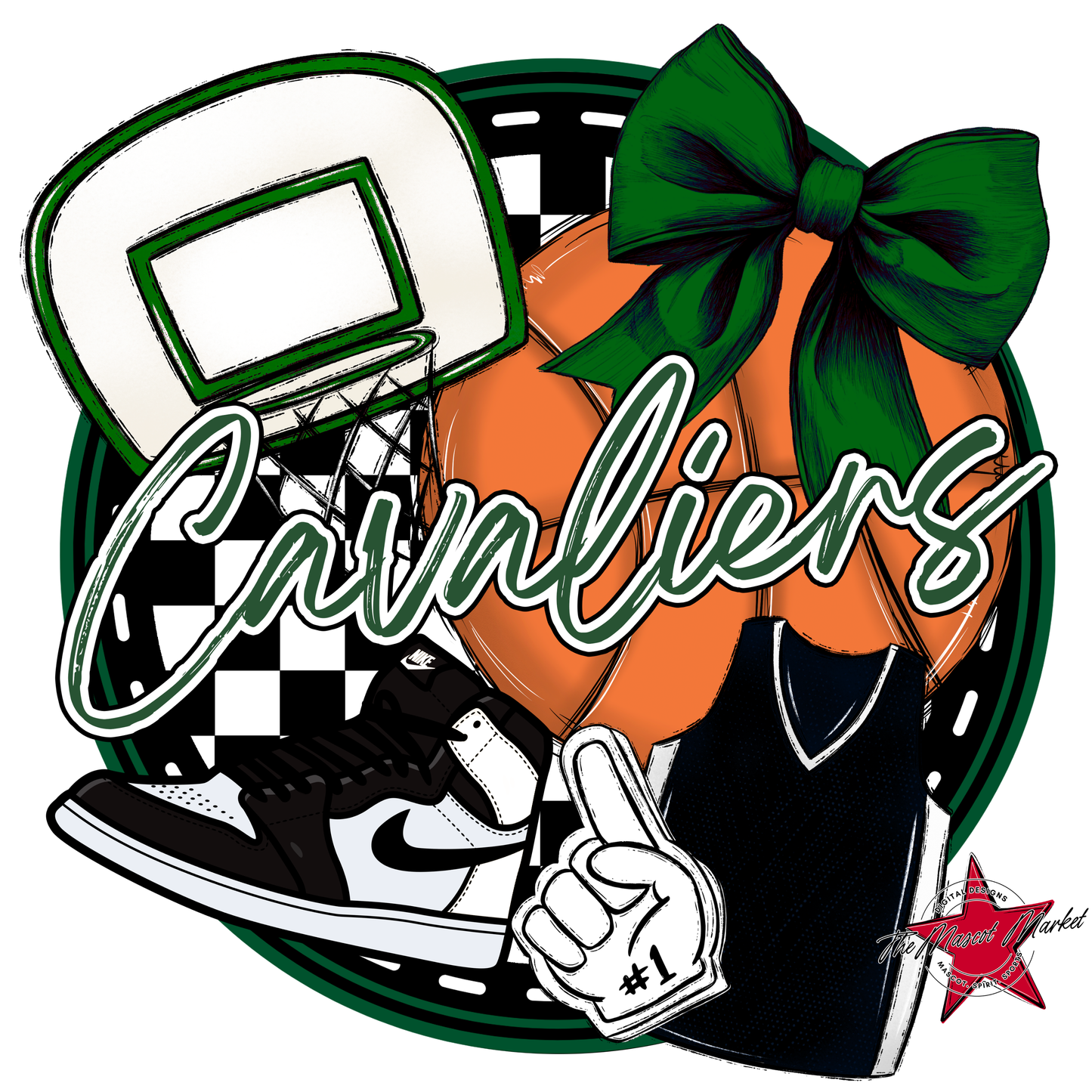 Cavaliers Circle Basketball Design-Green