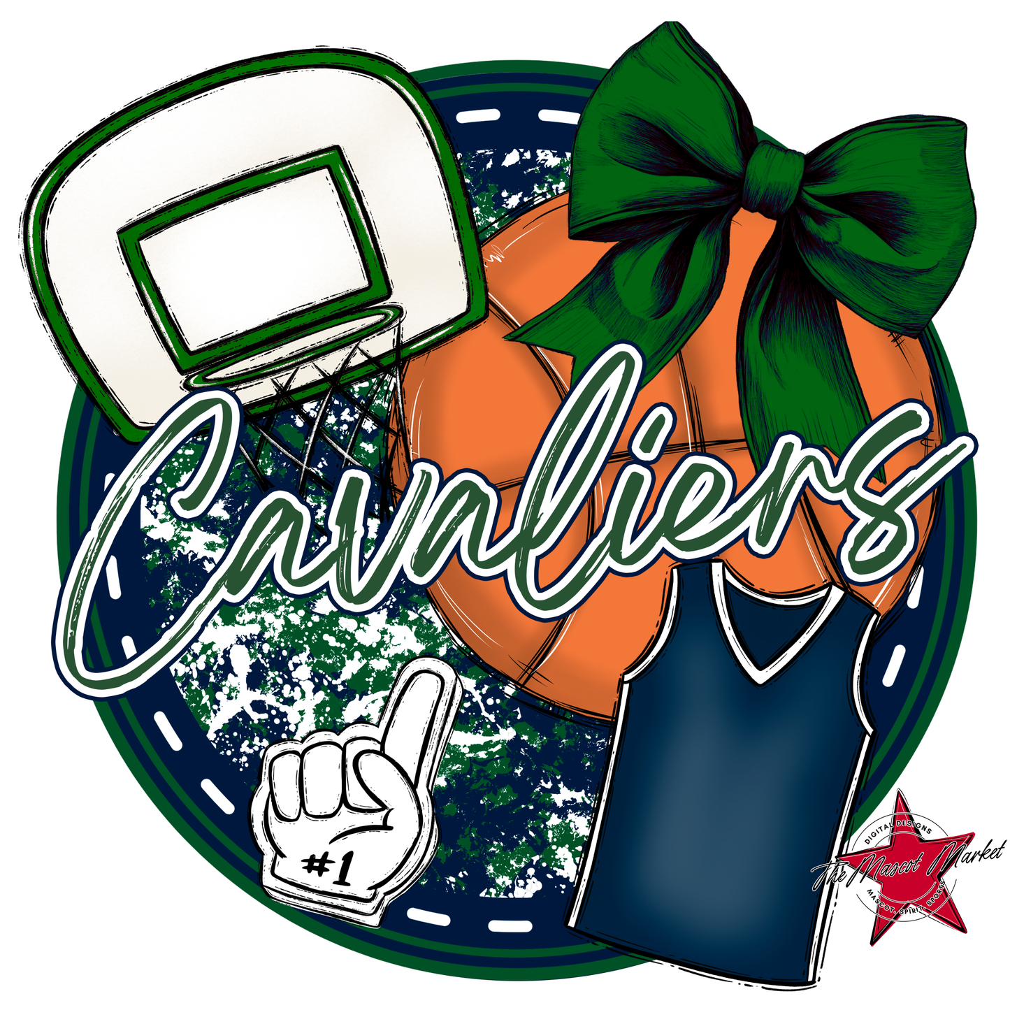 Cavaliers Circle Basketball Design-Navy-Green