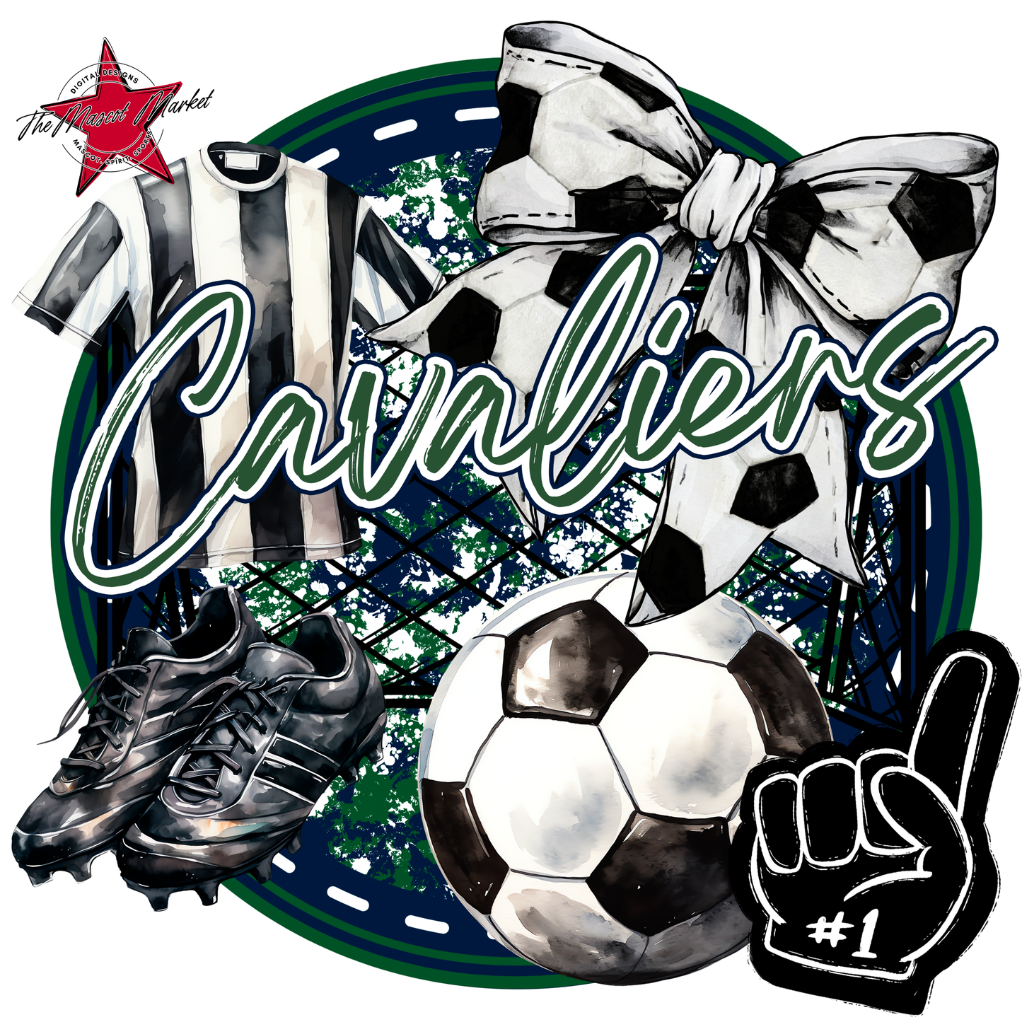 Cavaliers Circle Soccer Design-Navy-Green