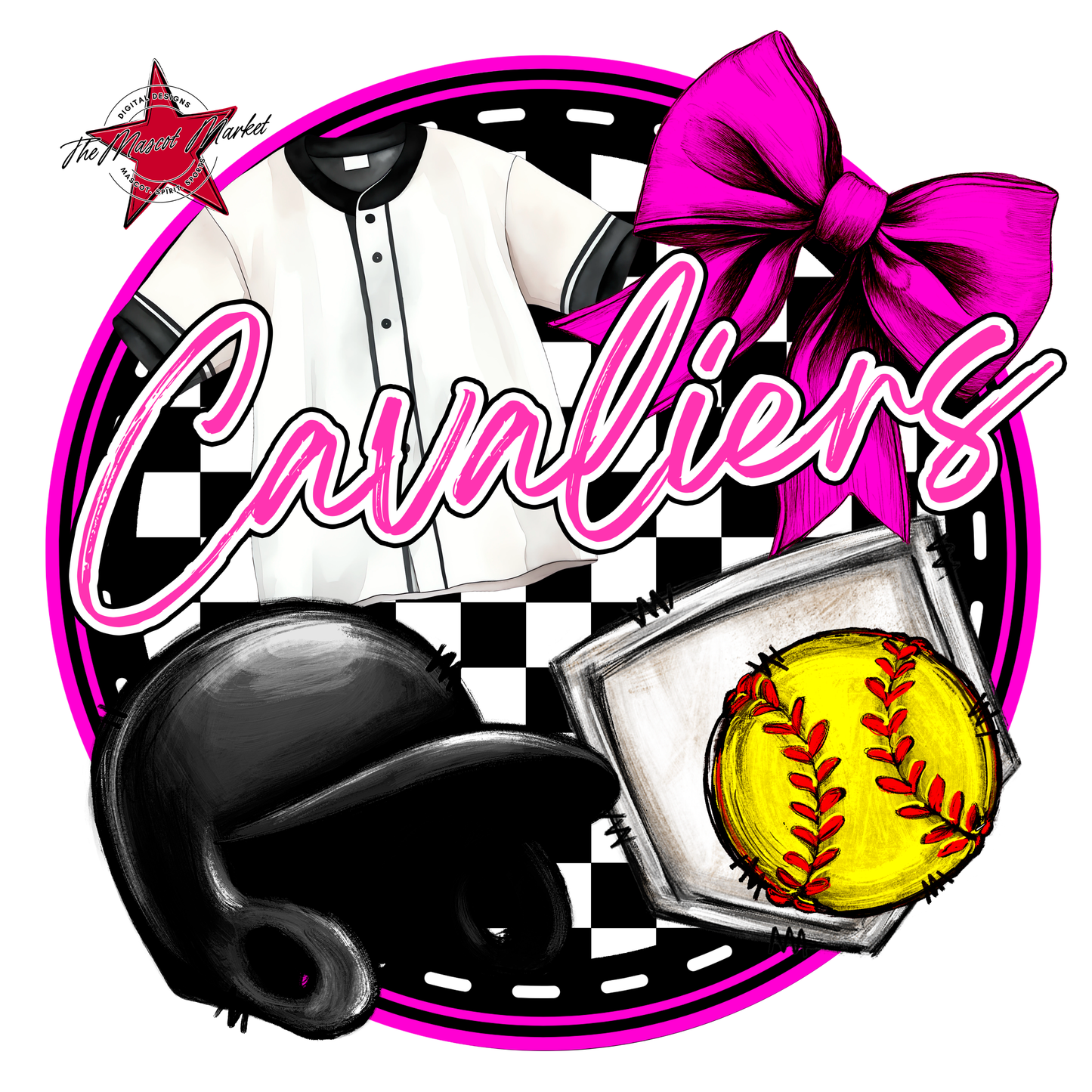 Cavaliers Circle Softball Design-Pink