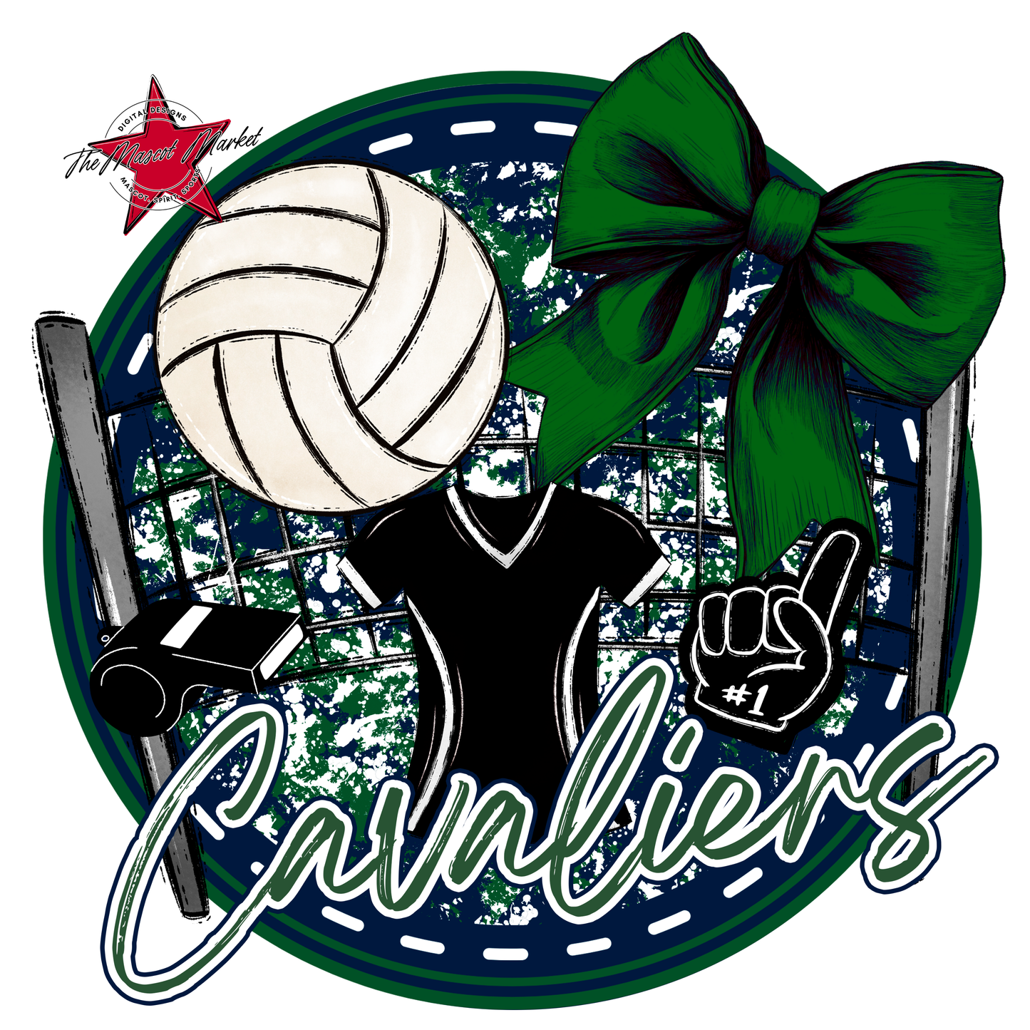 Cavaliers Circle Volleyball Design-Navy-Green