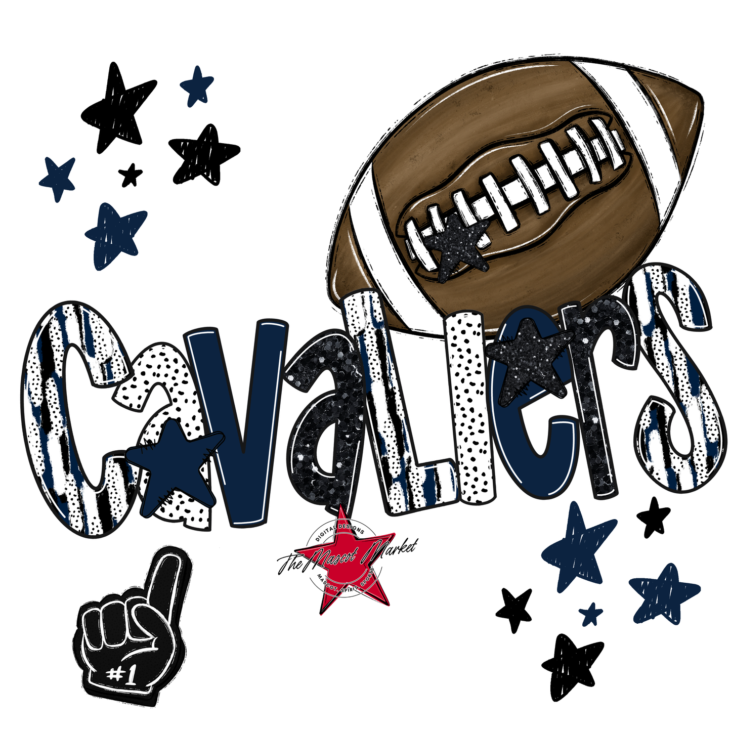 Cavaliers Football Scrape-Navy