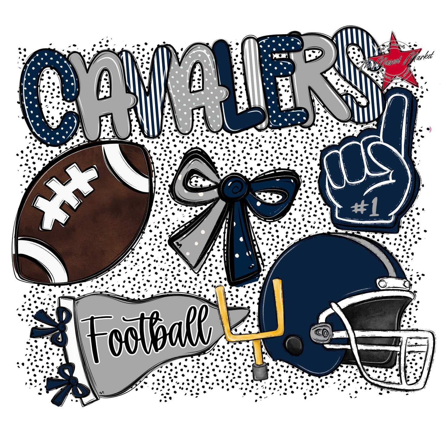 Cavaliers Football Spirit-Navy & Grey
