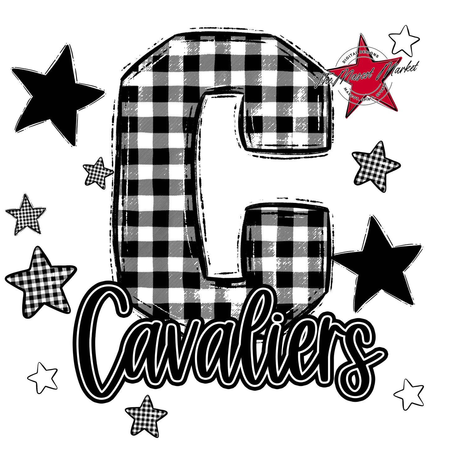 Cavaliers Plaid Star Design-Black