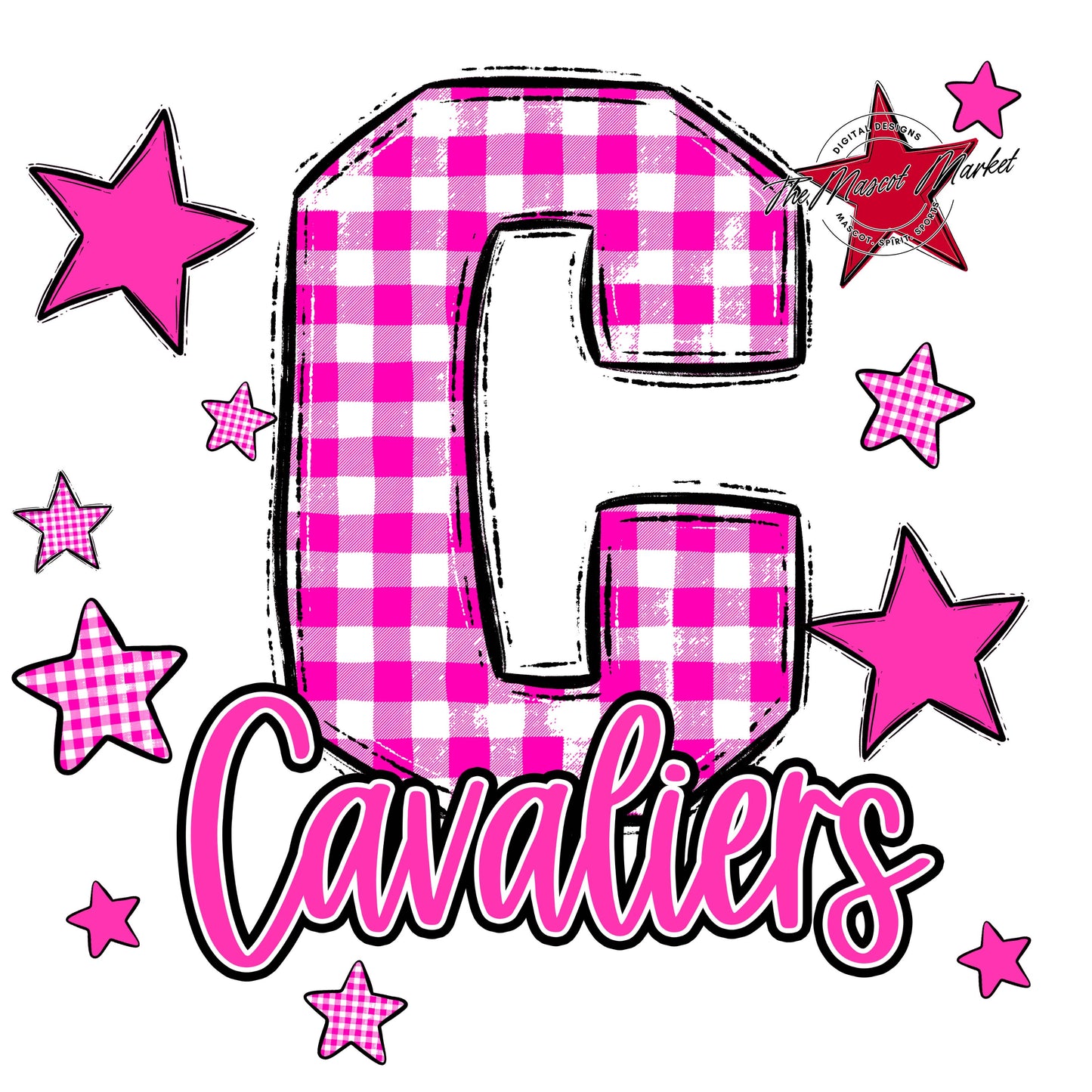 Cavaliers Plaid Star Design-Pink
