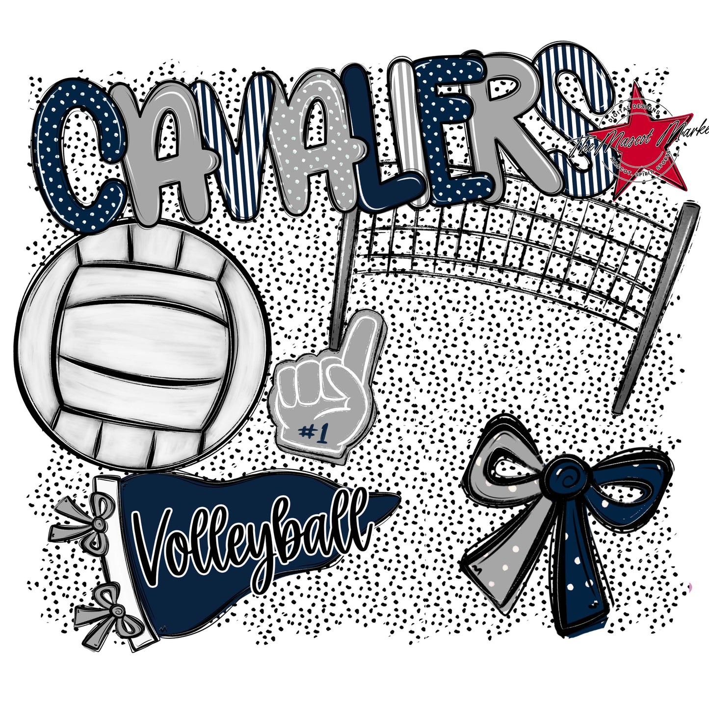 Cavaliers Volleyball Spirit-Navy & Grey