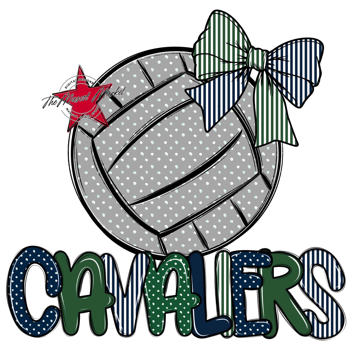 Cavaliers Volleyball Spirit Design-Navy & Green