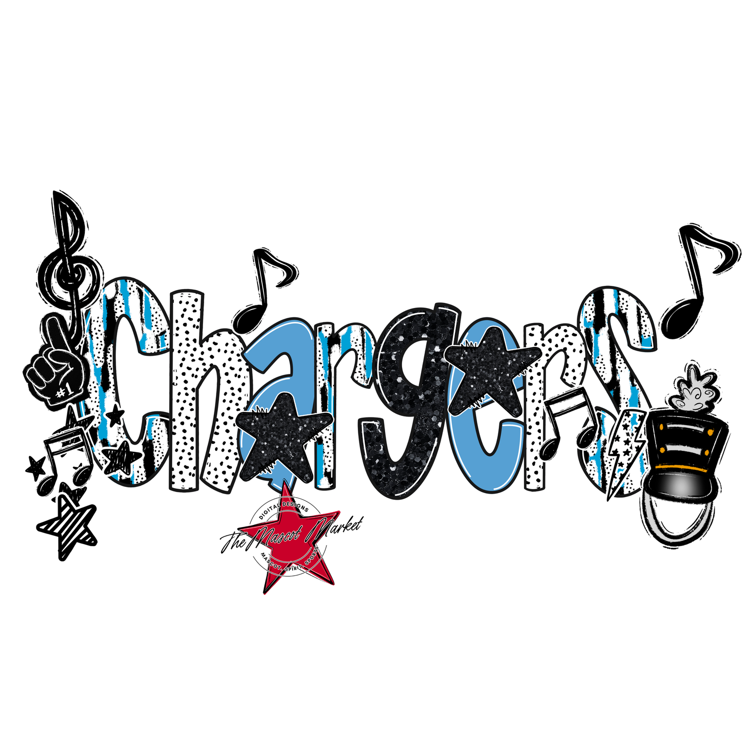 Chargers Band Scrape-Carolina Blue
