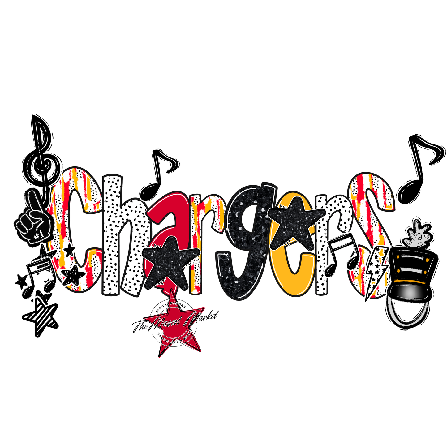 Chargers Band Scrape-Red-Yellow