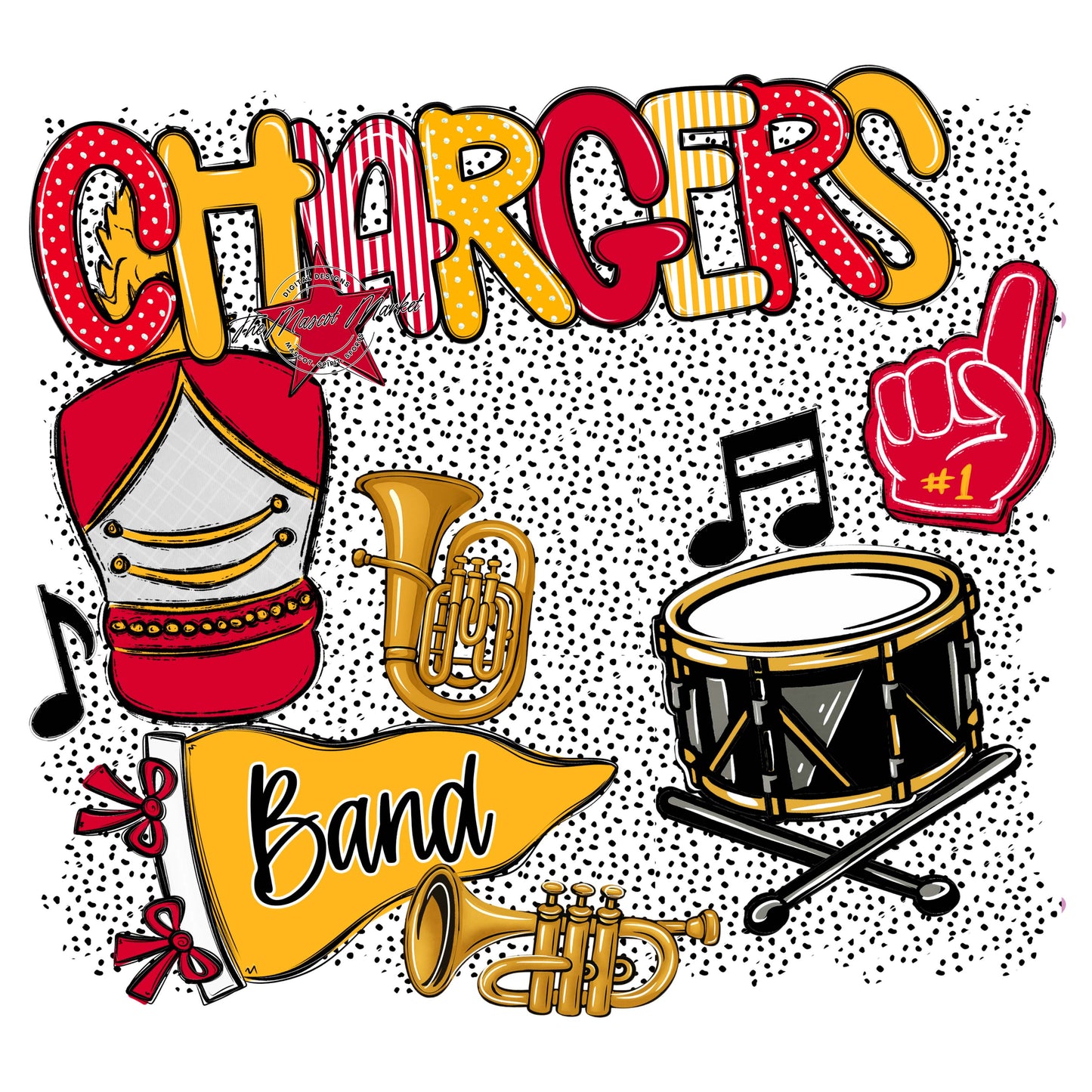 Chargers Band Spirit-Red & Yellow