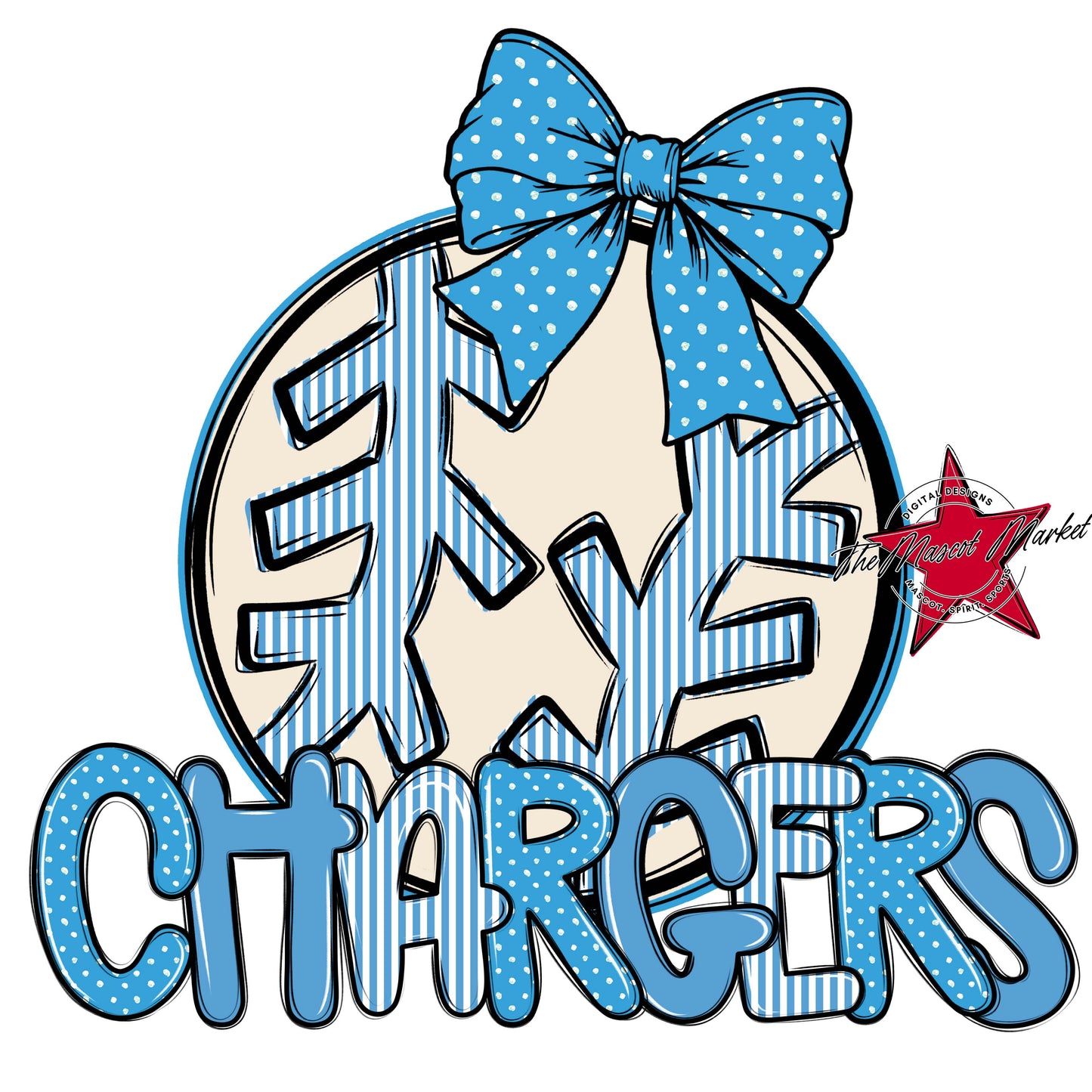 Chargers Baseball-Softball Spirit Design-Carolina Blue
