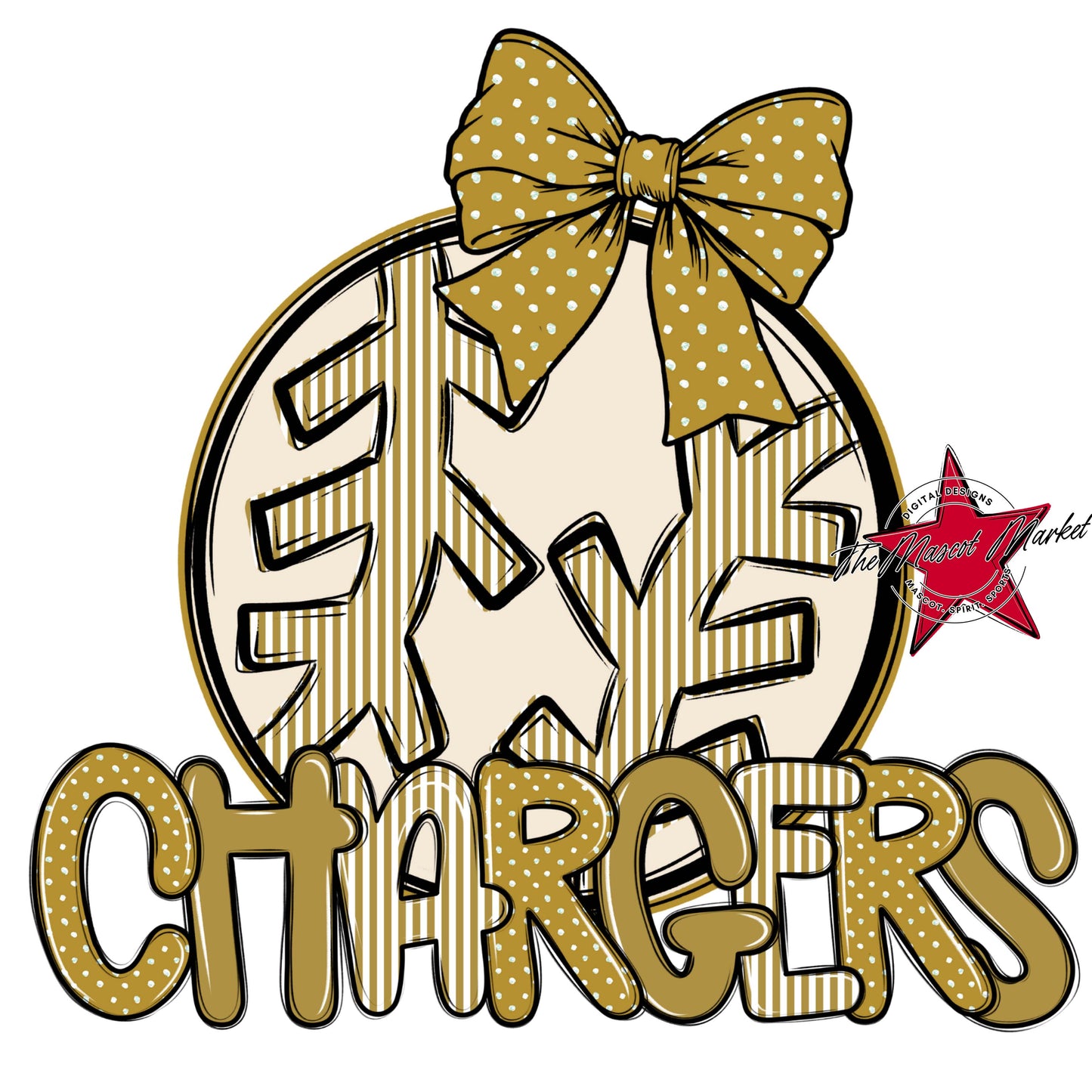Chargers Baseball-Softball Spirit Design-Gold