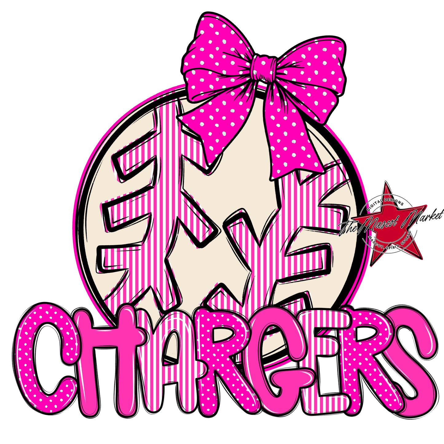 Chargers Baseball-Softball Spirit Design-Pink