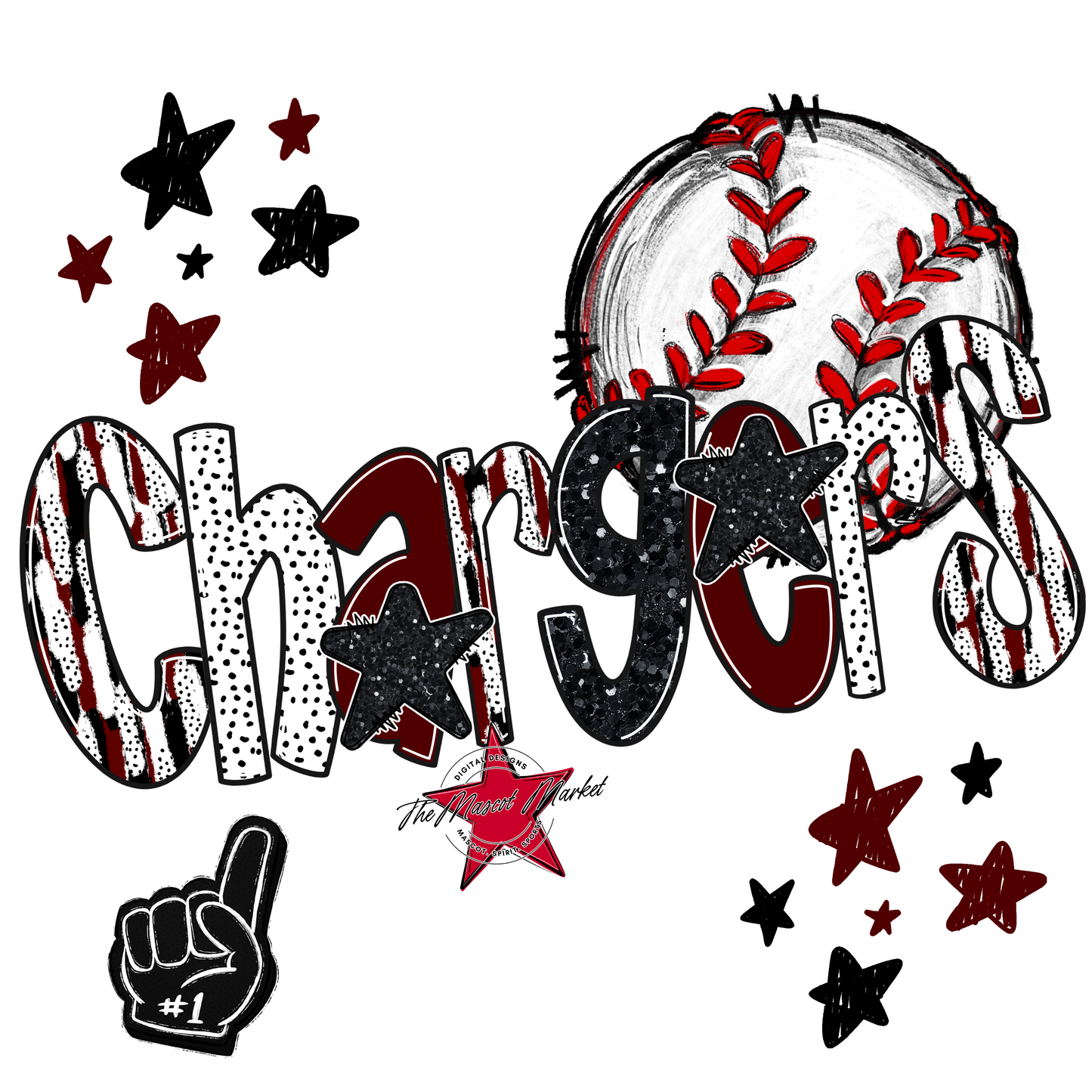Chargers Baseball Scrape-Maroon
