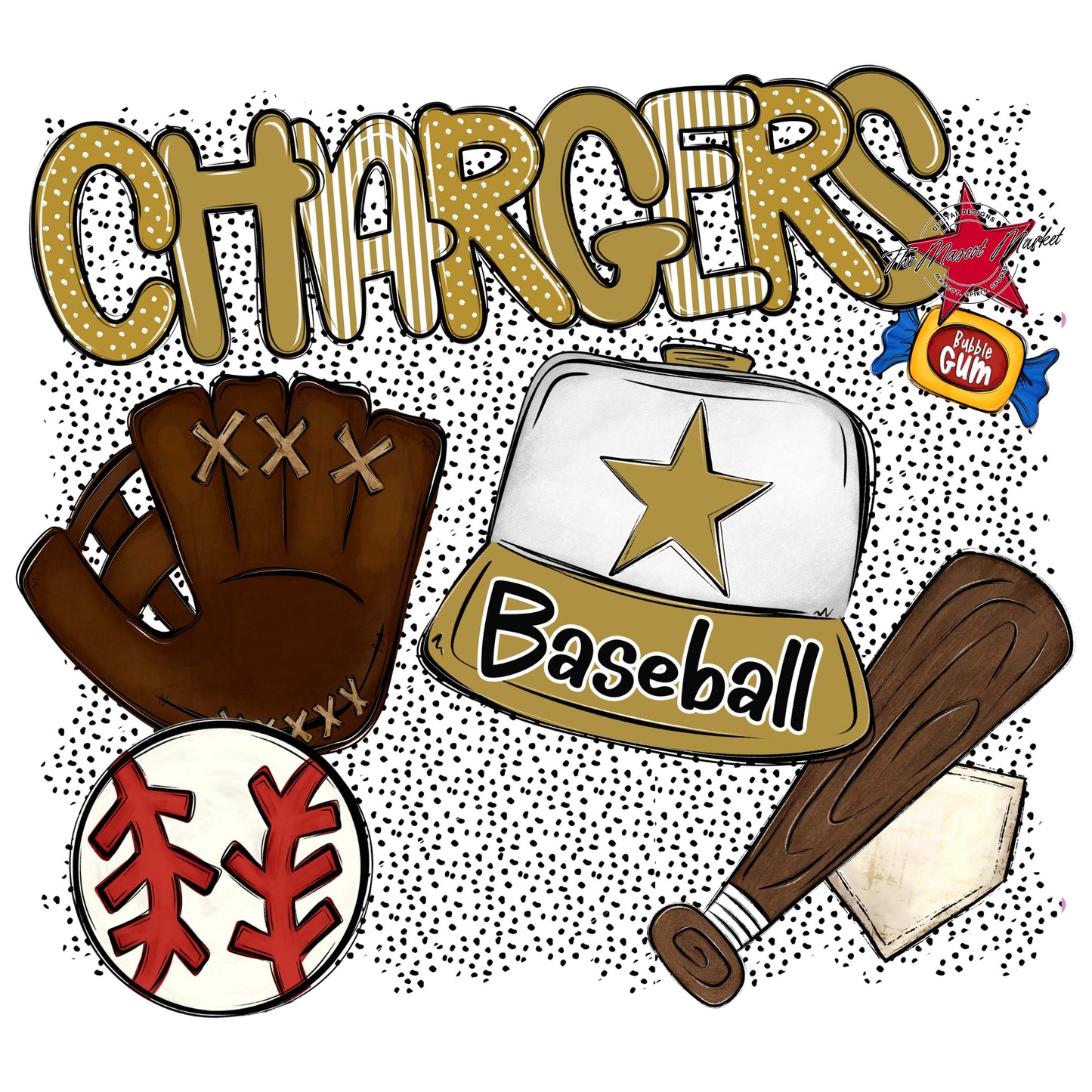 Chargers Baseball Spirit-Gold