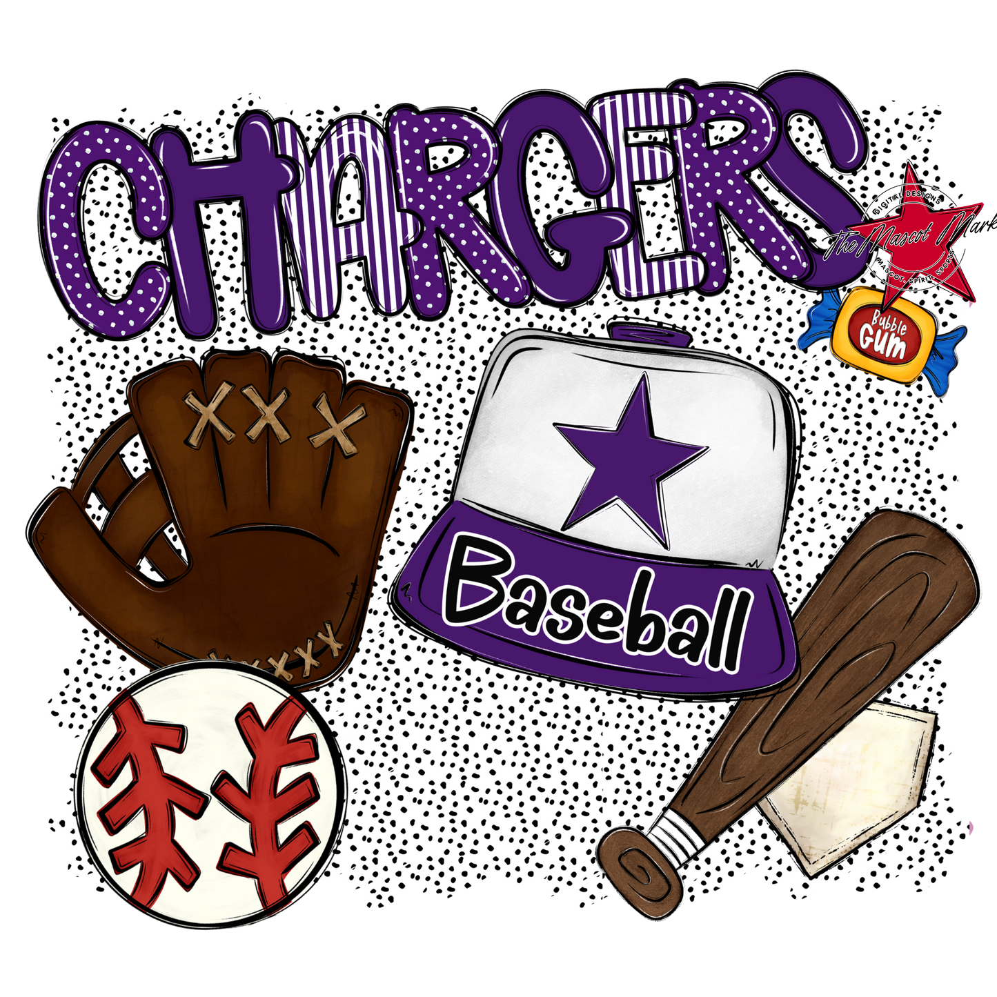 Chargers Baseball Spirit-Purple
