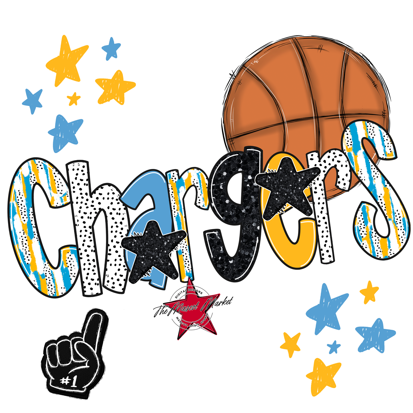 Chargers Basketball Scrape-Carolina Blue-Yellow