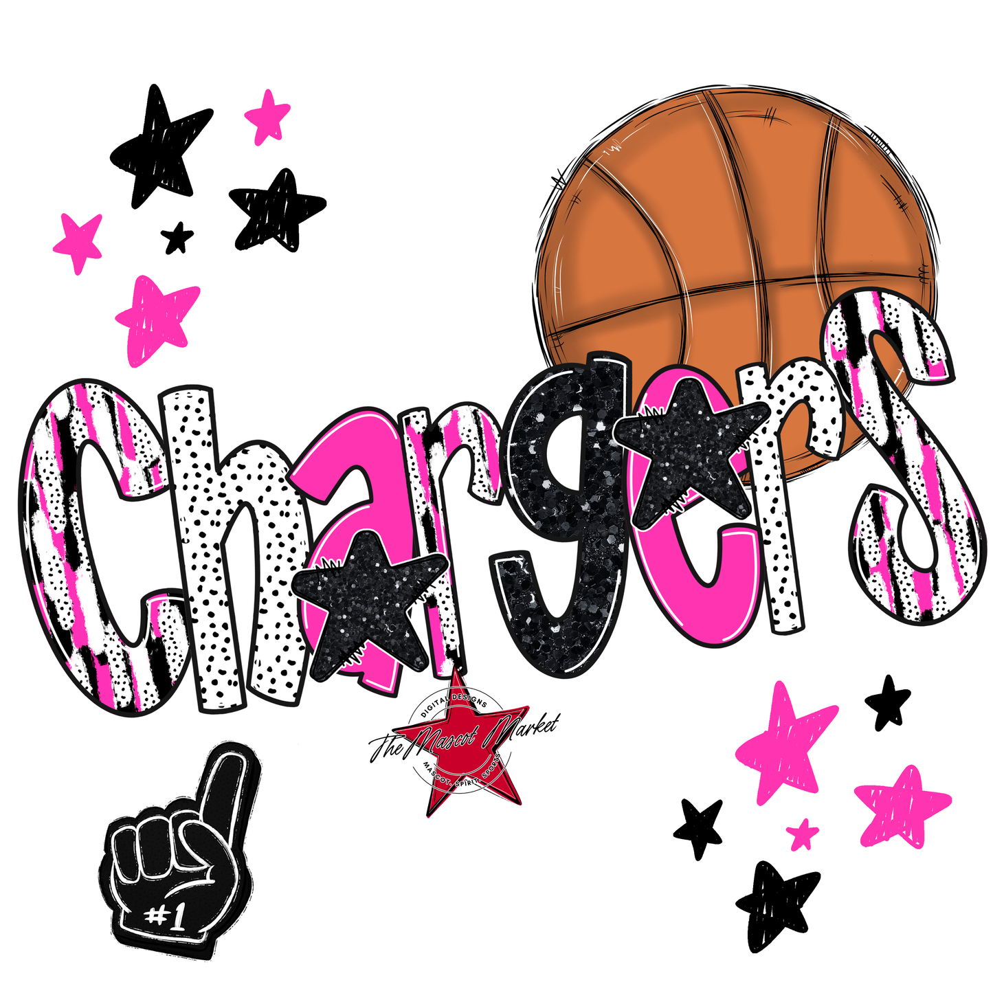 Chargers Basketball Scrape-Pink