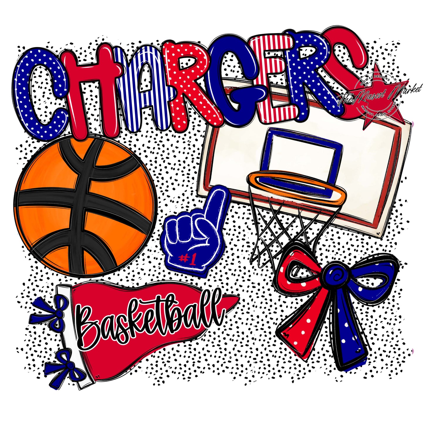 Chargers Basketball Spirit-Blue & red