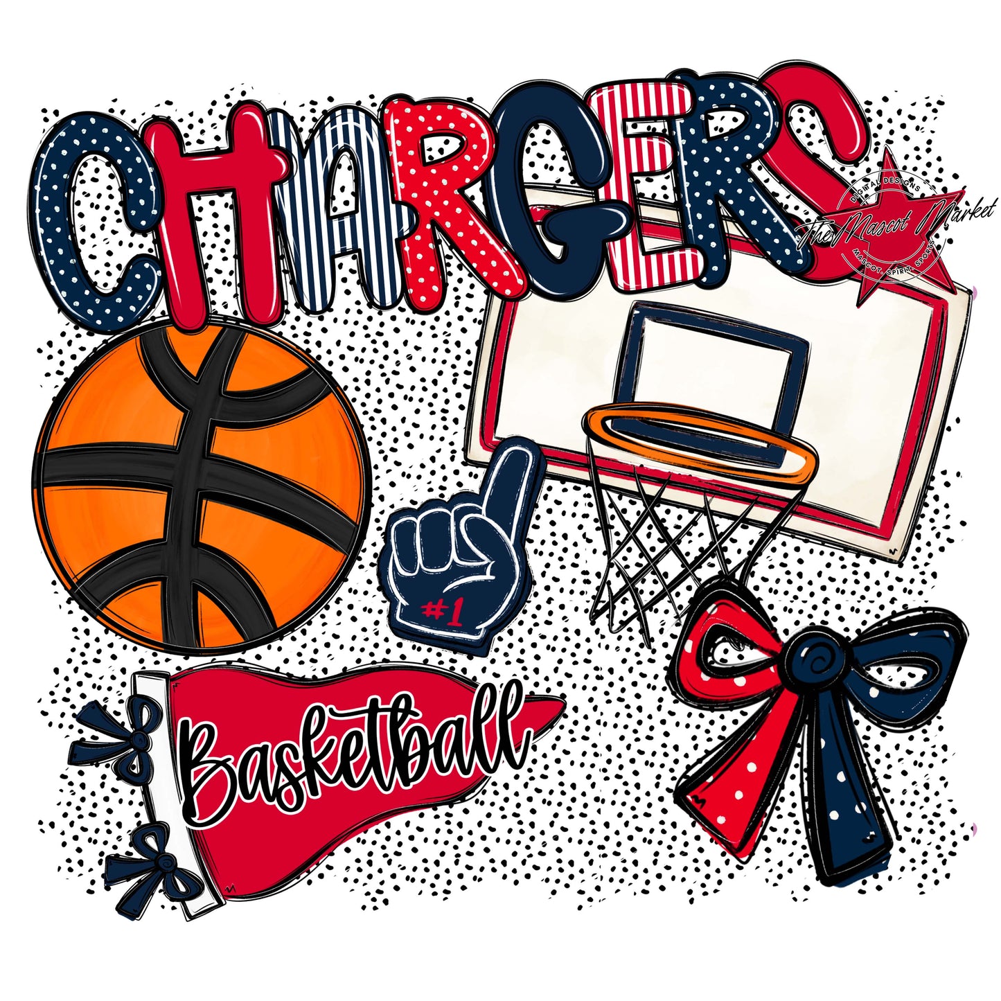 Chargers Basketball Spirit-Navy & Red