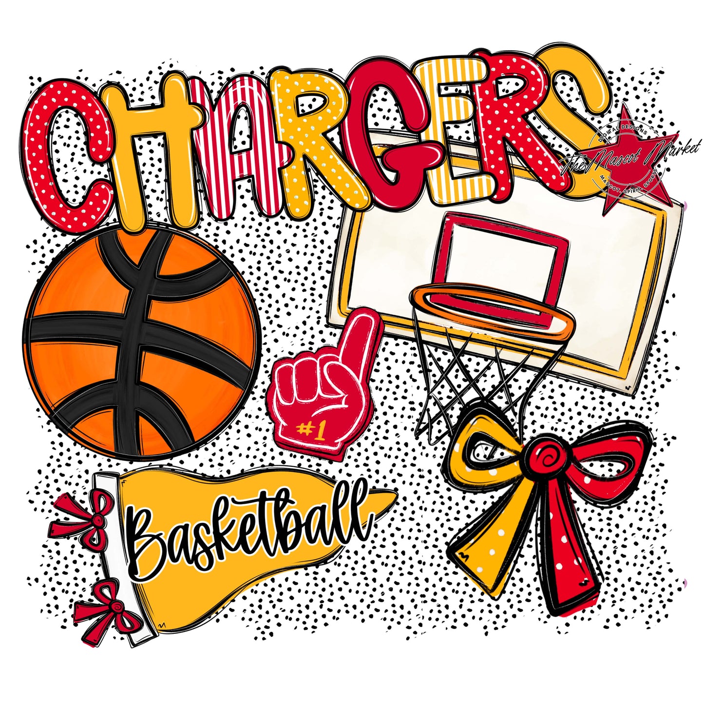 Chargers Basketball Spirit-Red & Yellow