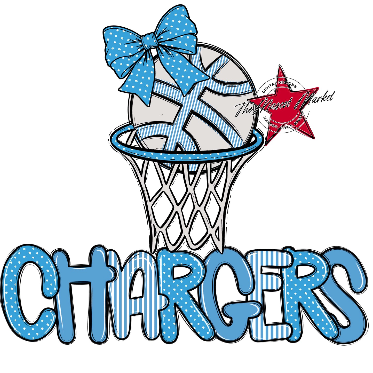 Chargers Basketball Spirit Design-Carolina Blue