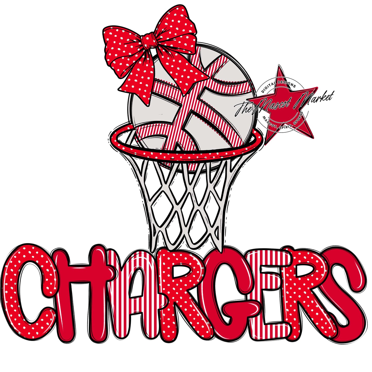 Chargers Basketball Spirit Design-Red